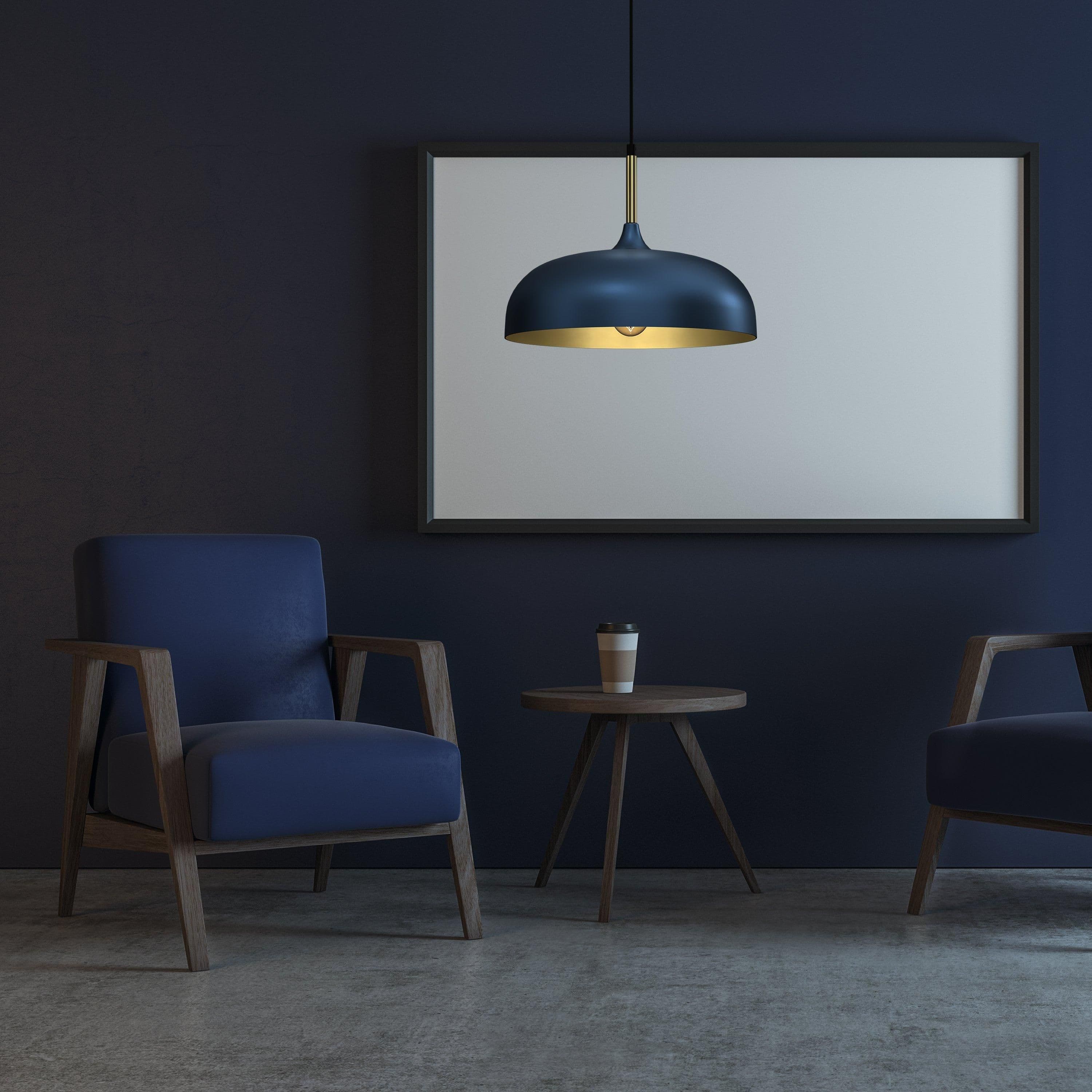 Pendant Lamp Lincoln Blue Gold 1XE27 35cm