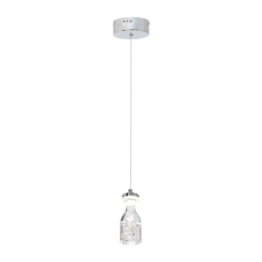 Bottle LED Pendant Light Glass Chrome Ultra Low Energy