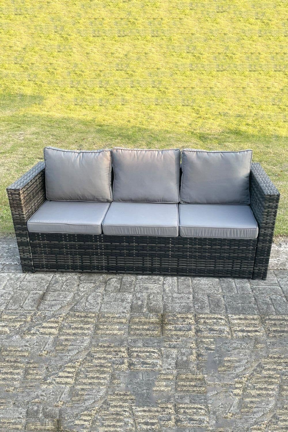 3 Seater Rattan Lounge Sofa Thick Cushion