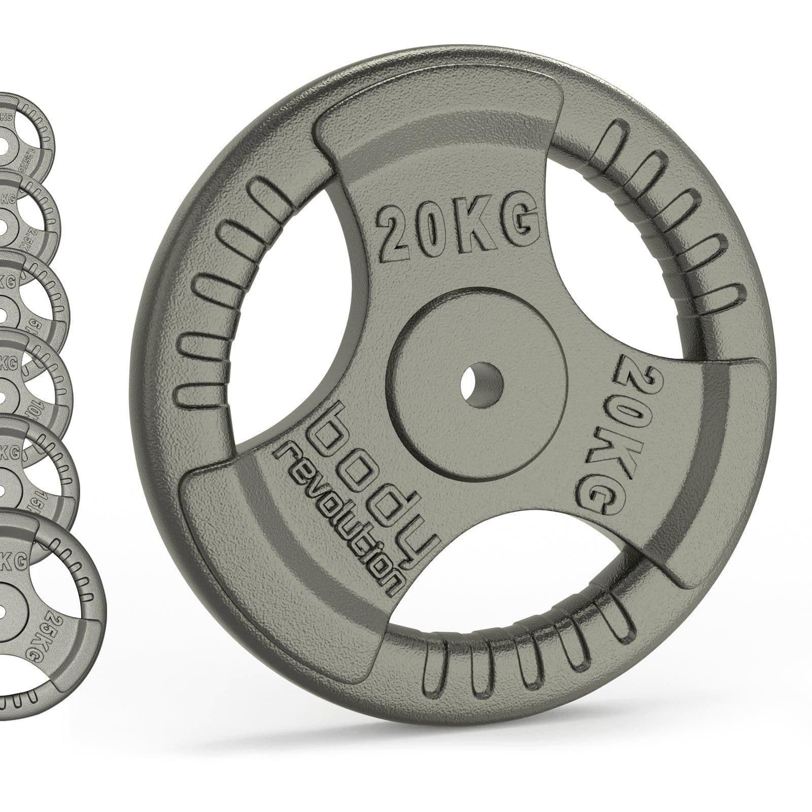 Cast Iron Weight Plates 1" Standard Tri Grip Pairs 2 x 1.25kg