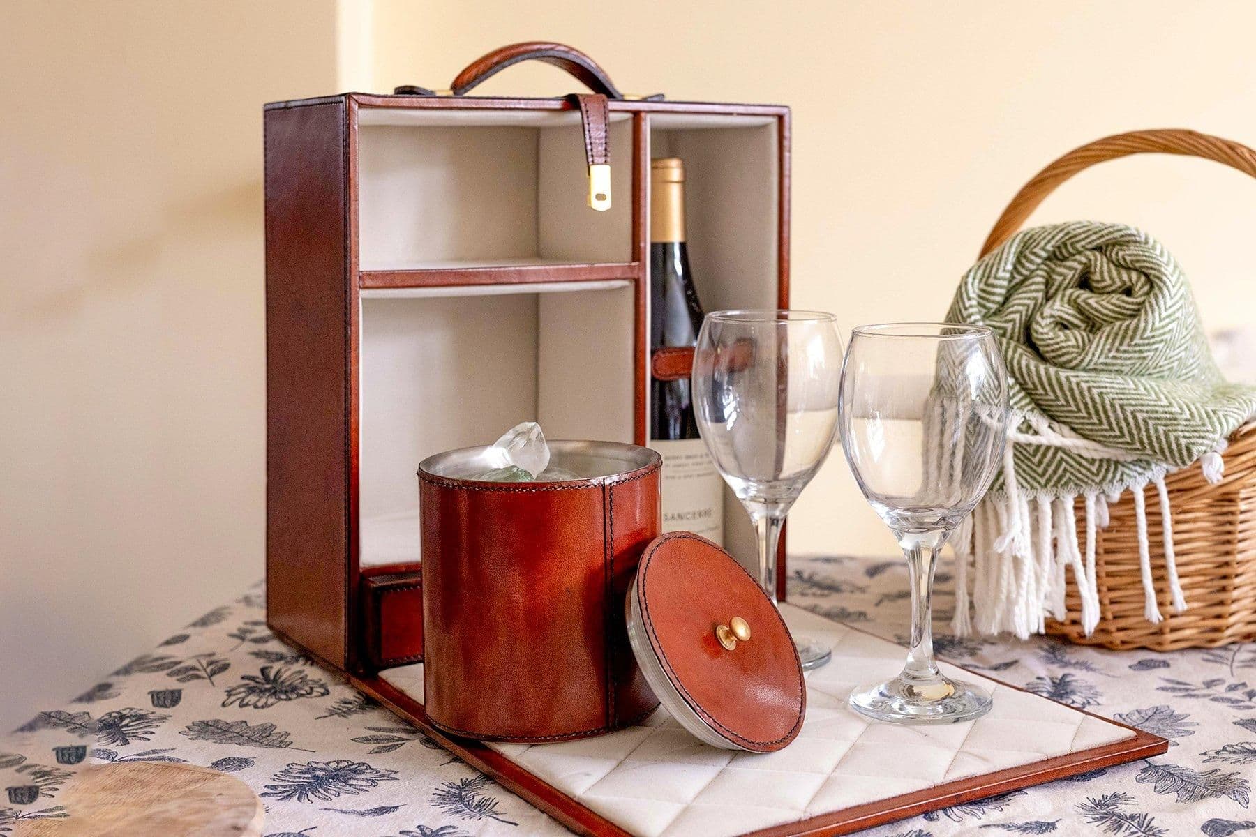 Cognac Leather Mini Bar
