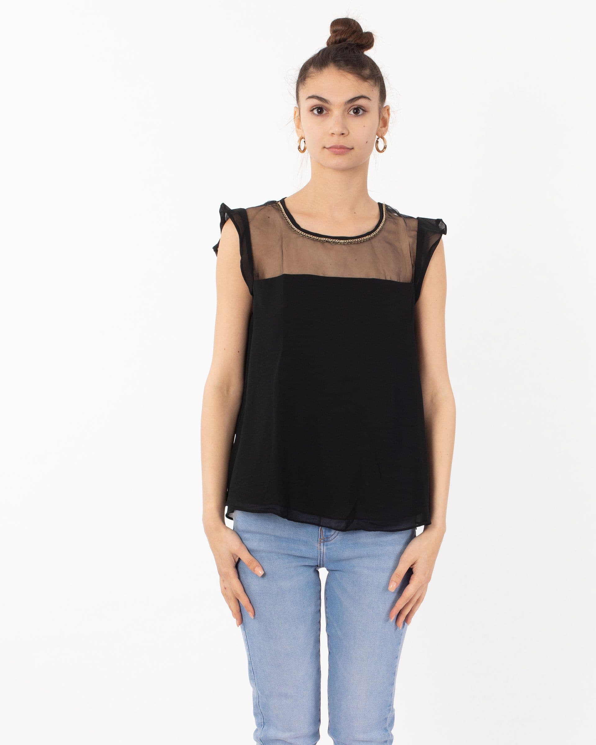 Organza Chiffon Gold Chain Top S M