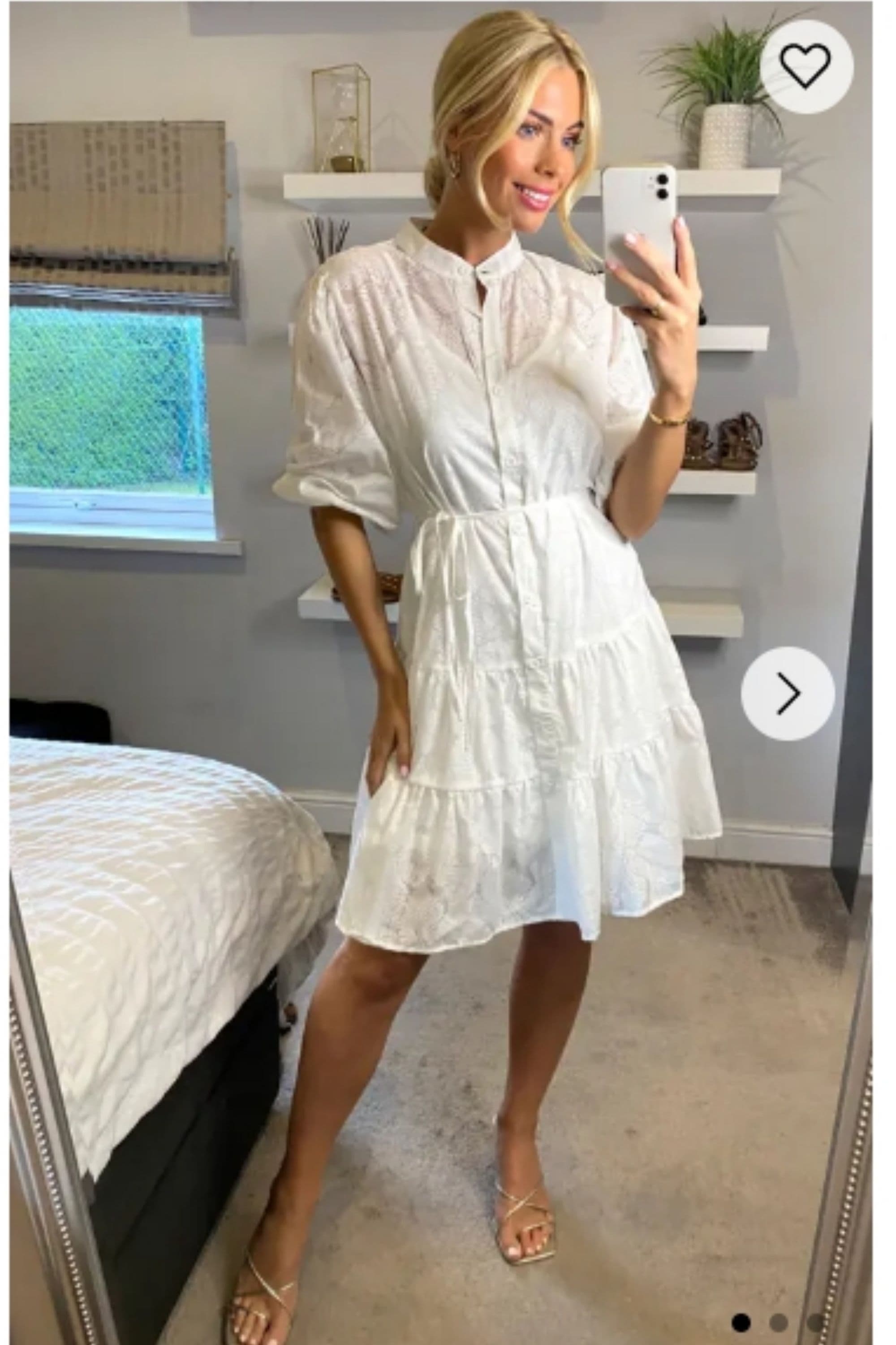 Leaves pattern shirt dress S M