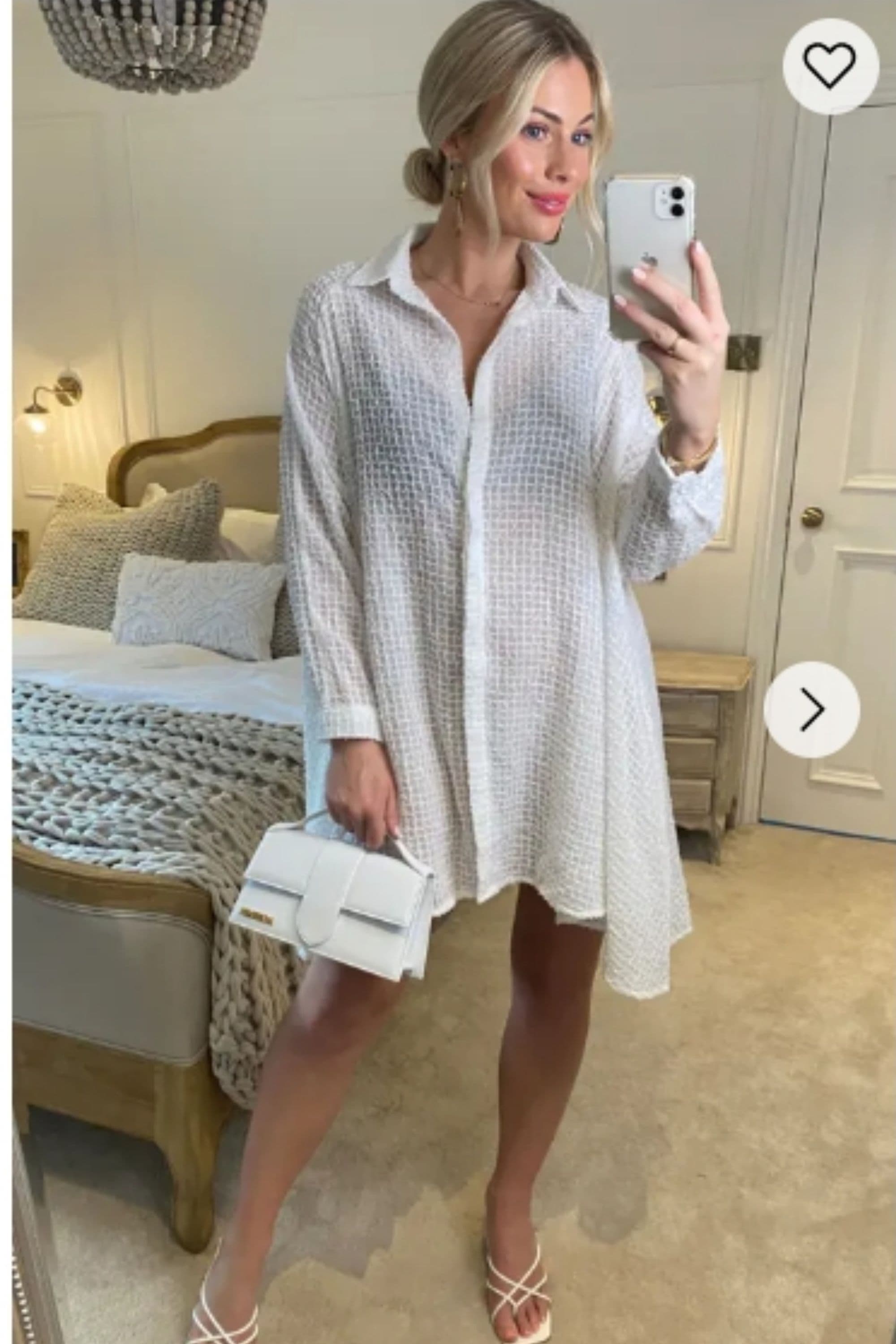 Oversized Shirt Dress Shimmy Hues Fabric Design White