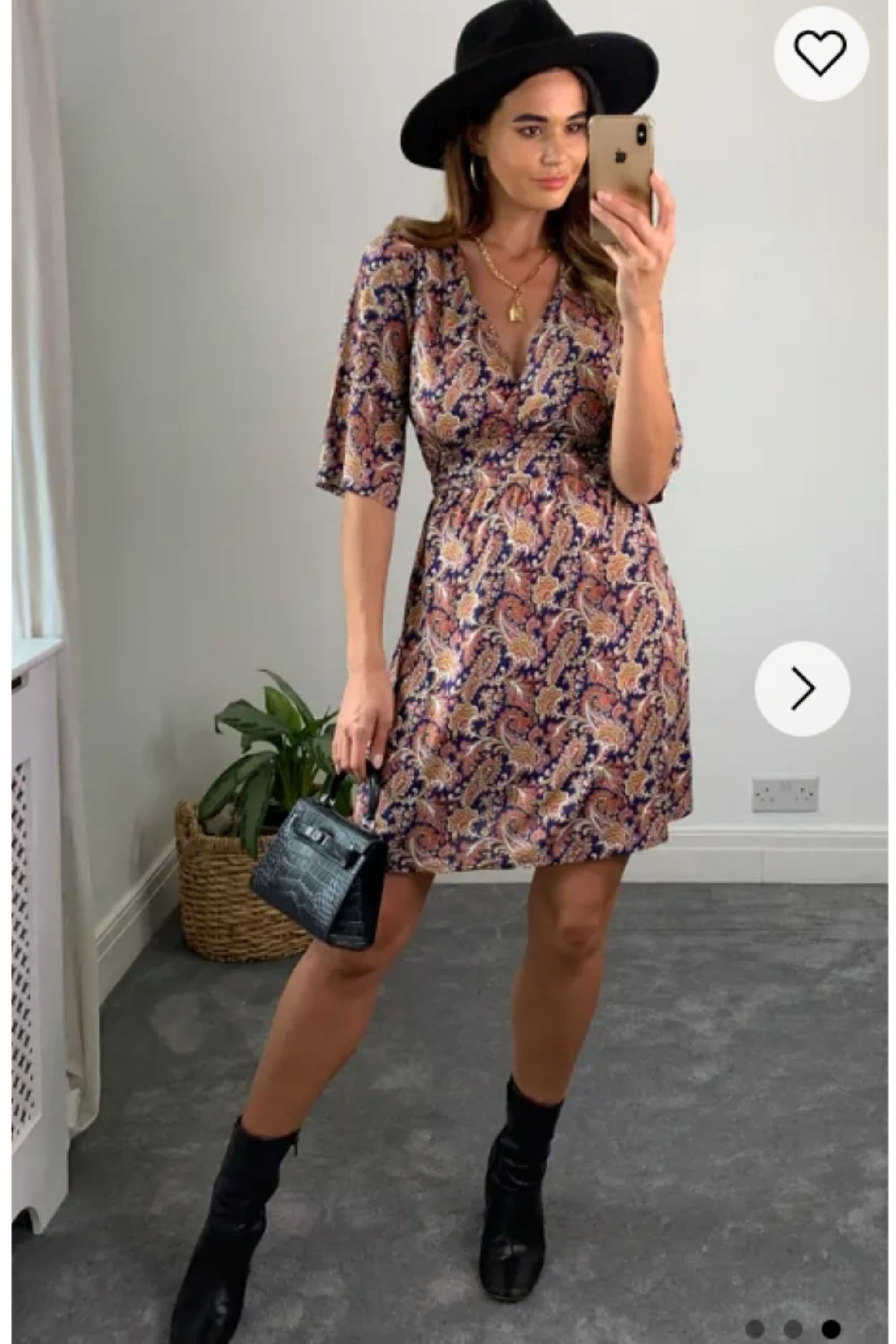 Kimono Sleeves Wrap Dress Paisley Print S M