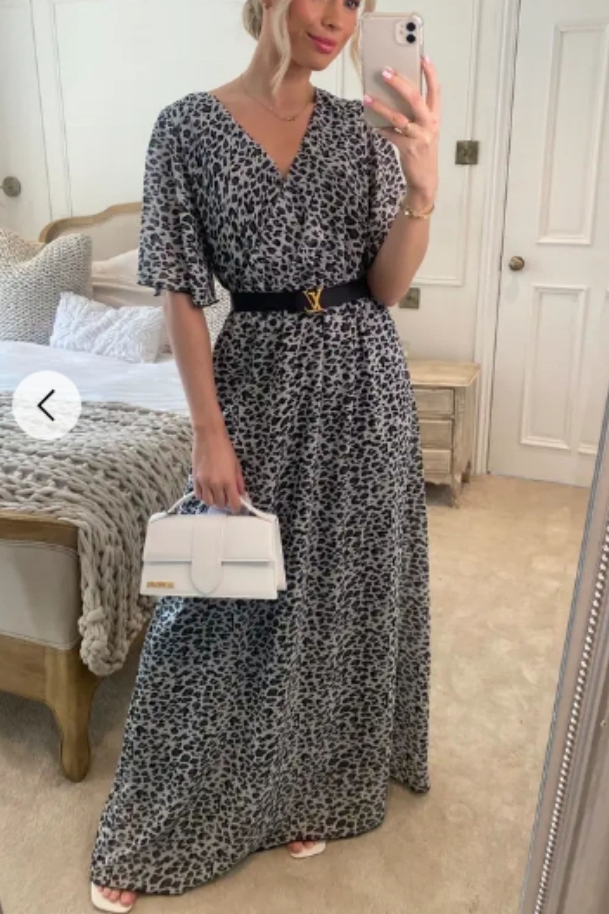 Chiffon Wrap Maxi Dress Leopard Print