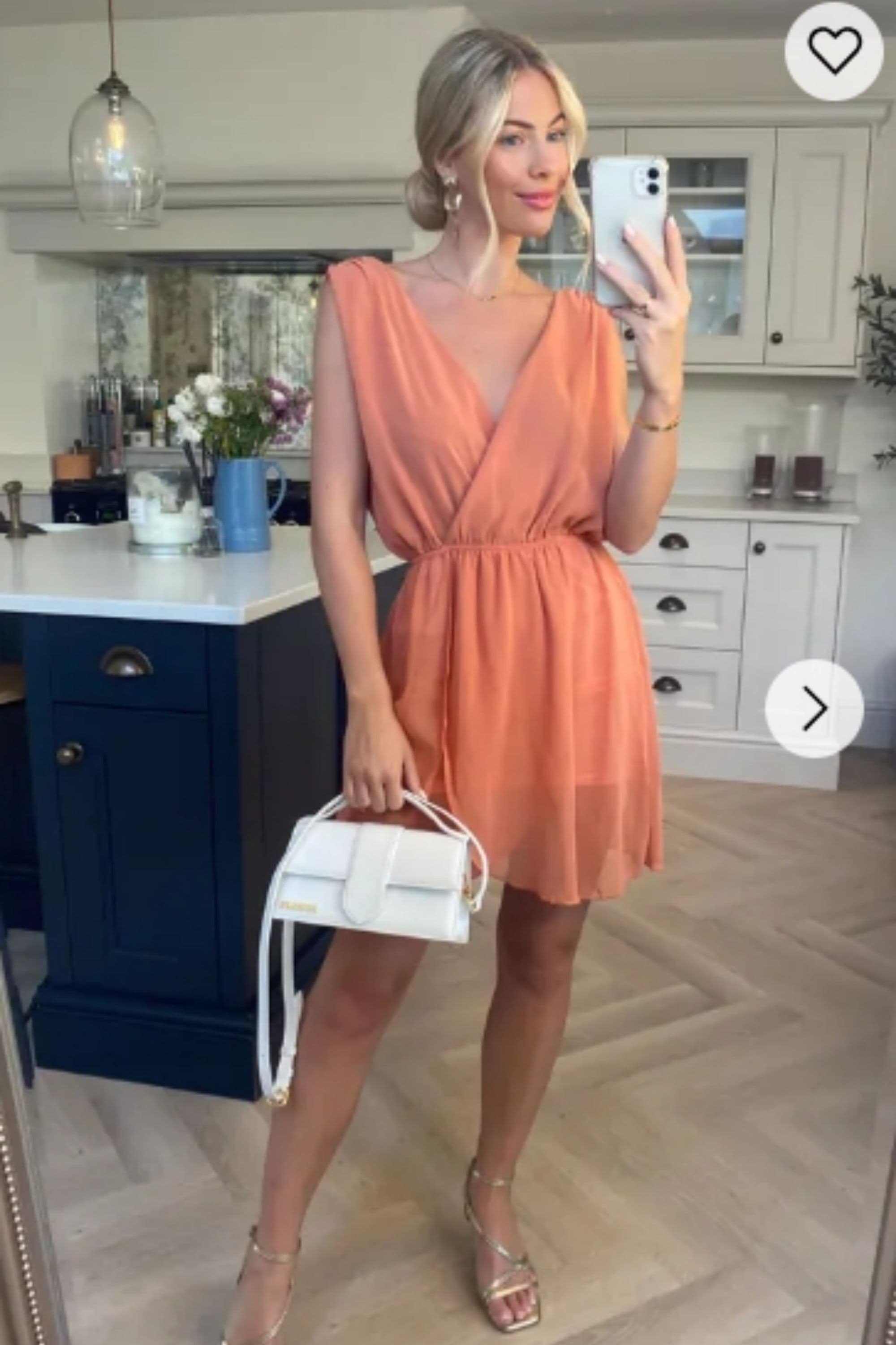 Sleeveless Mini Wrap Dress Coral