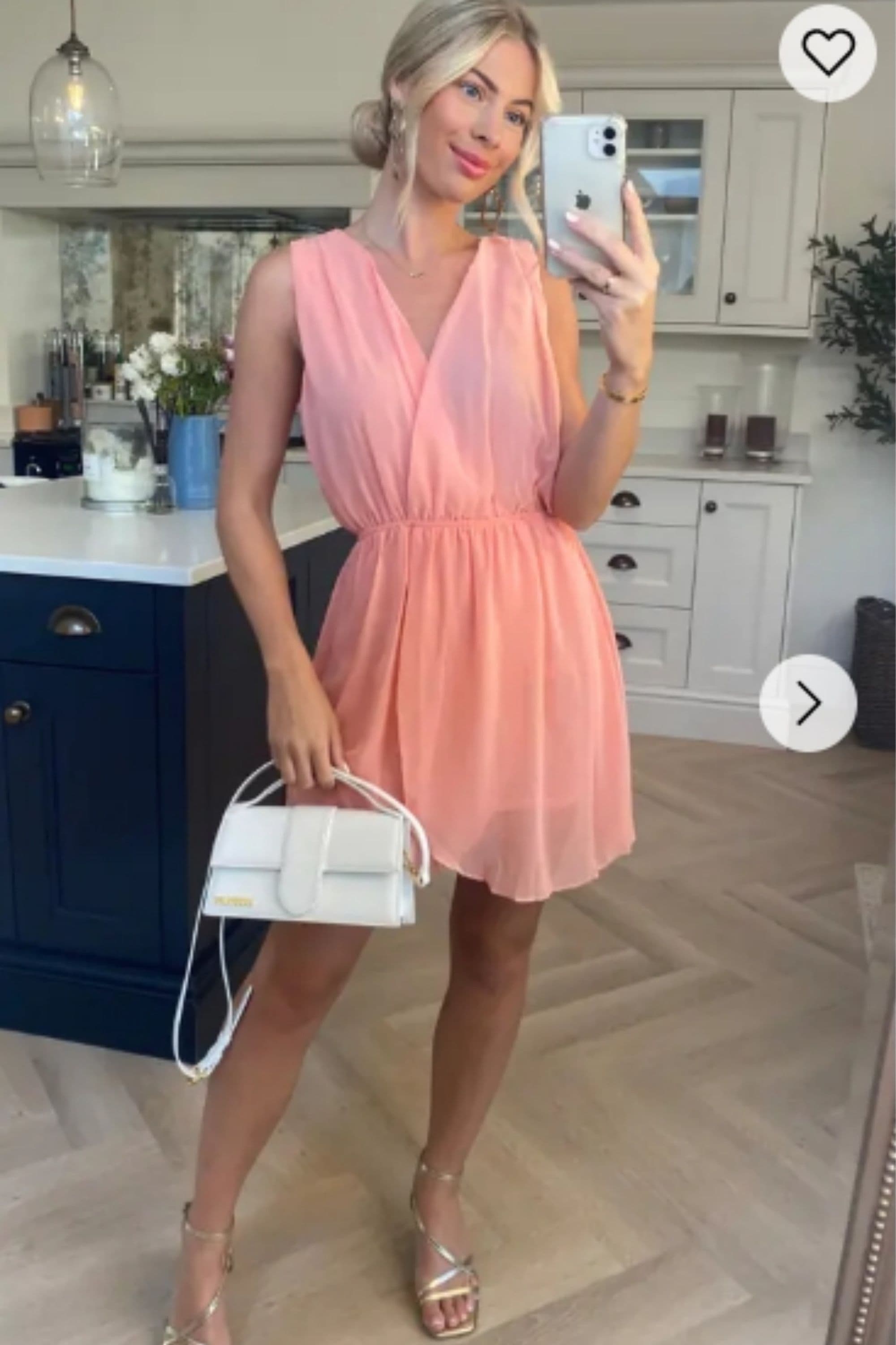 Sleeveless Mini Wrap Dress Peach