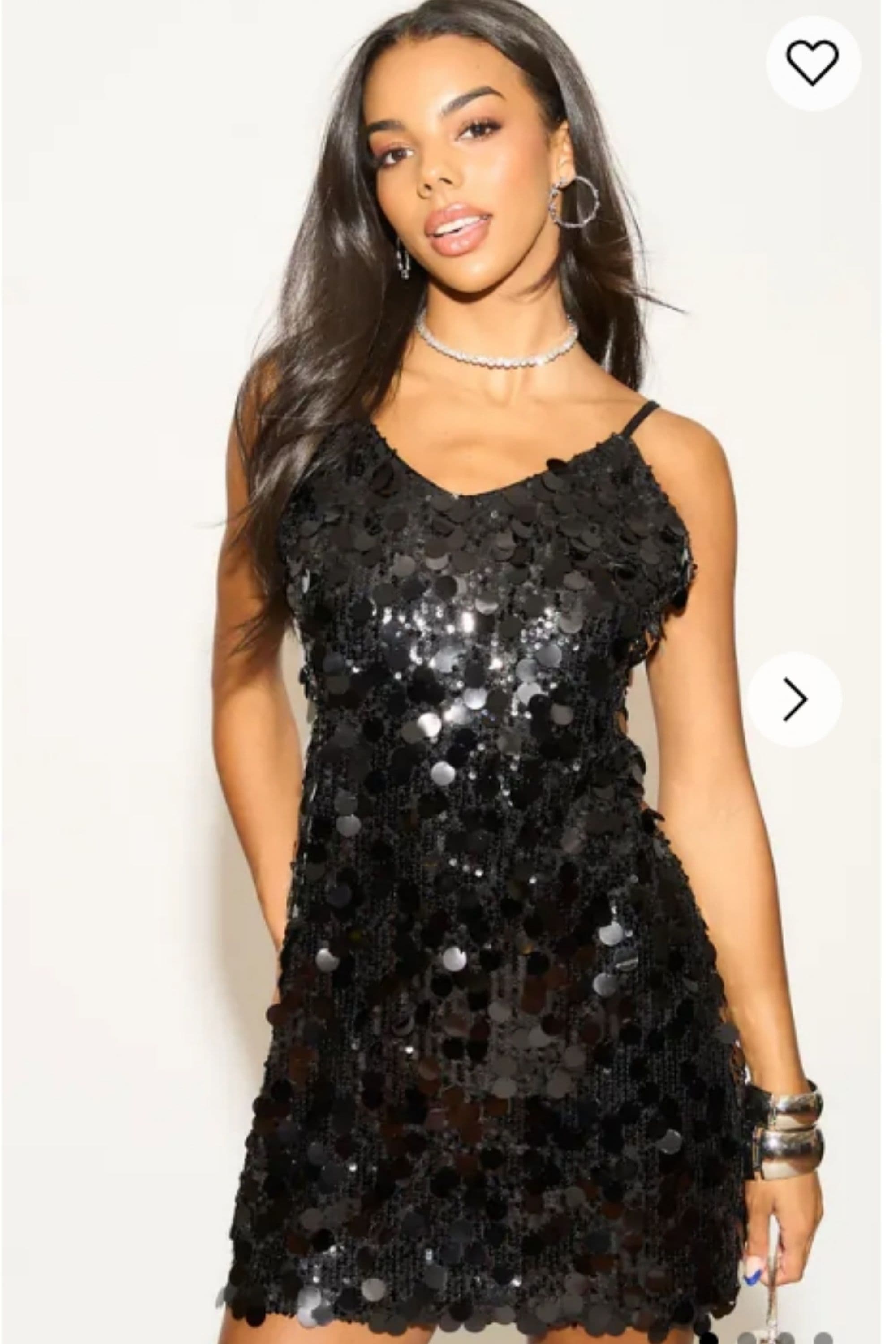 Circle Disc Sequin Strappy Short Dress