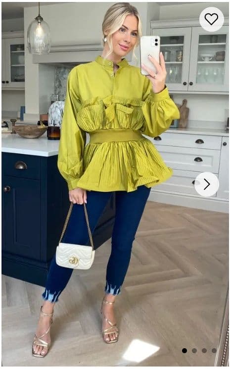 Ruffle Design Around Chest & Hem Cotton Shirt