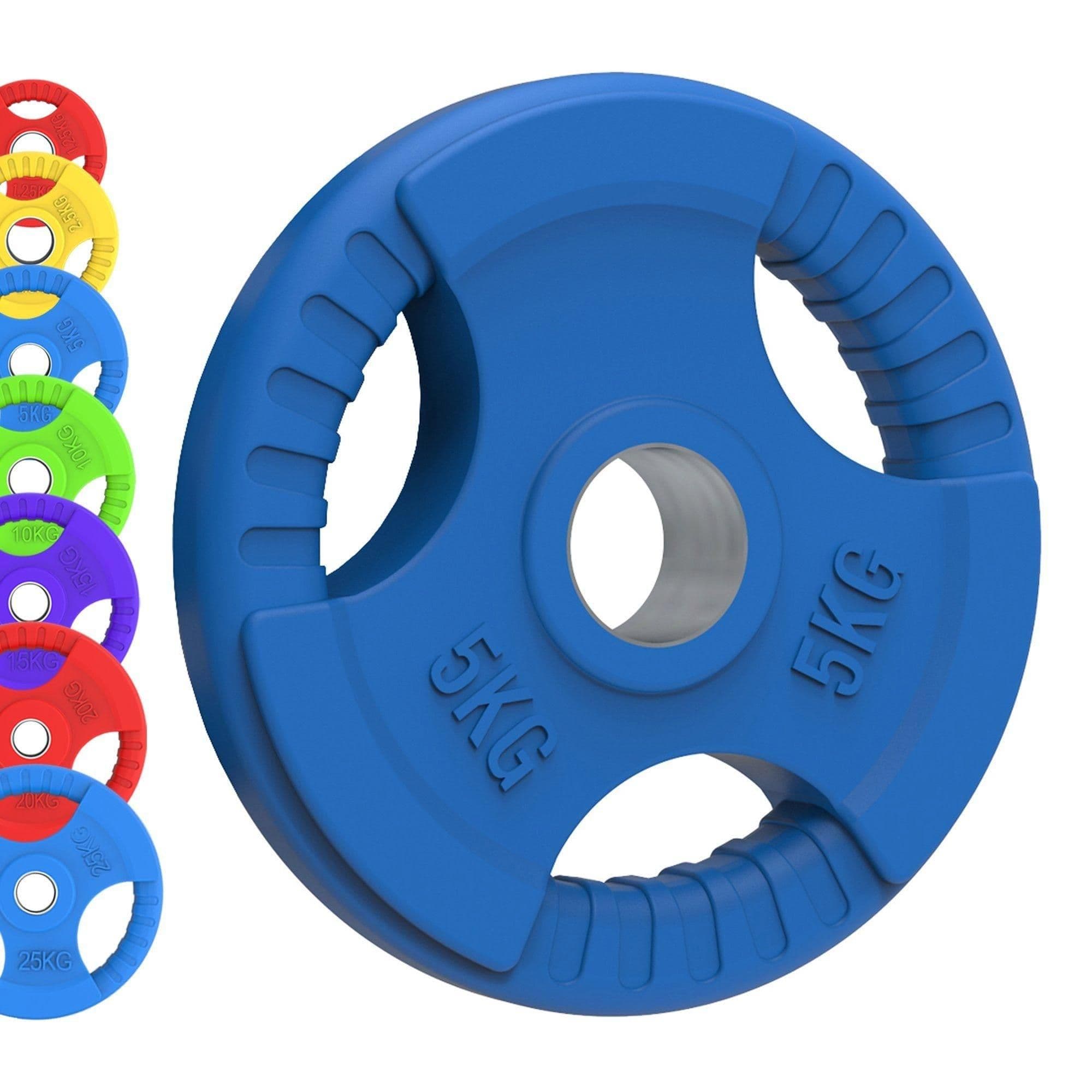 Olympic Tri Grip Rubber Weight Plates Pairs & Sets PAIR