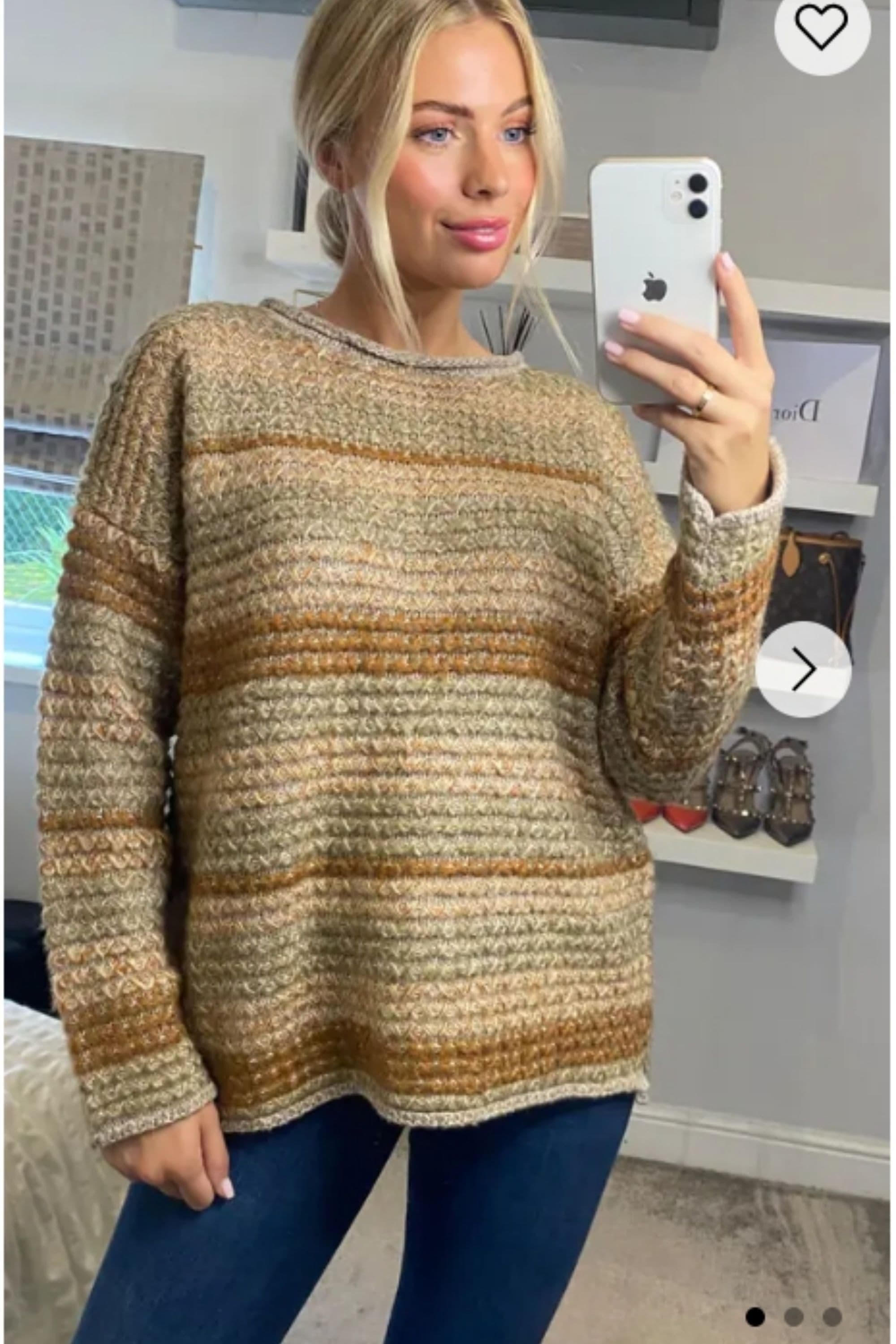 Oversized Ribbed Jumper Mixed Yarn Stripes