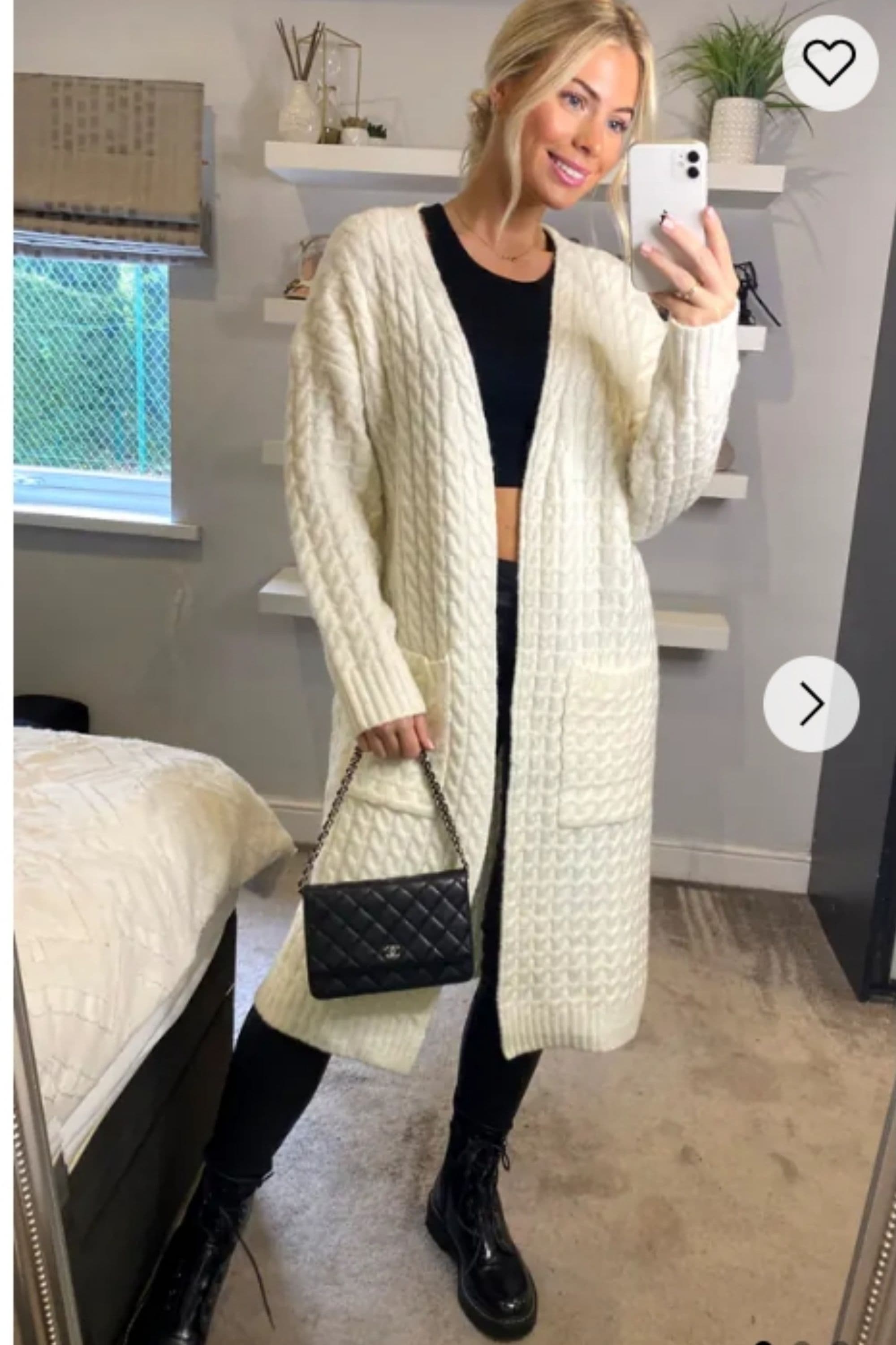 Cable Knit Design Wool Blended Long Oversized Cardigan