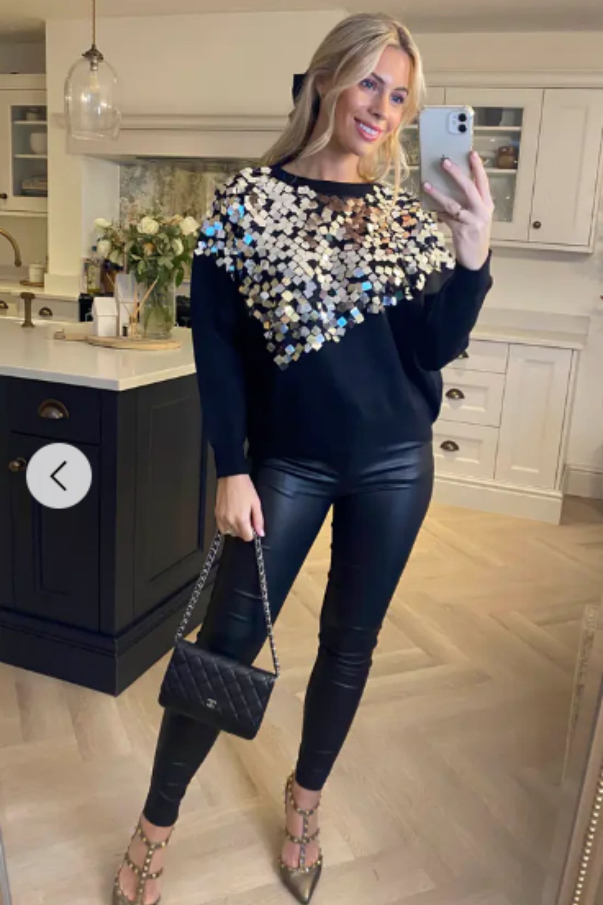 Round Neck Jumper Mirror Sequin Embellishments
