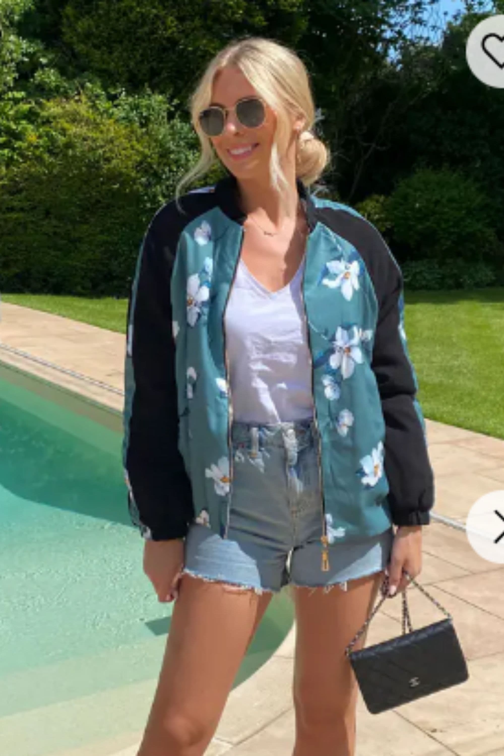 Floral Print Winter Quilted Bomber Jacket S M
