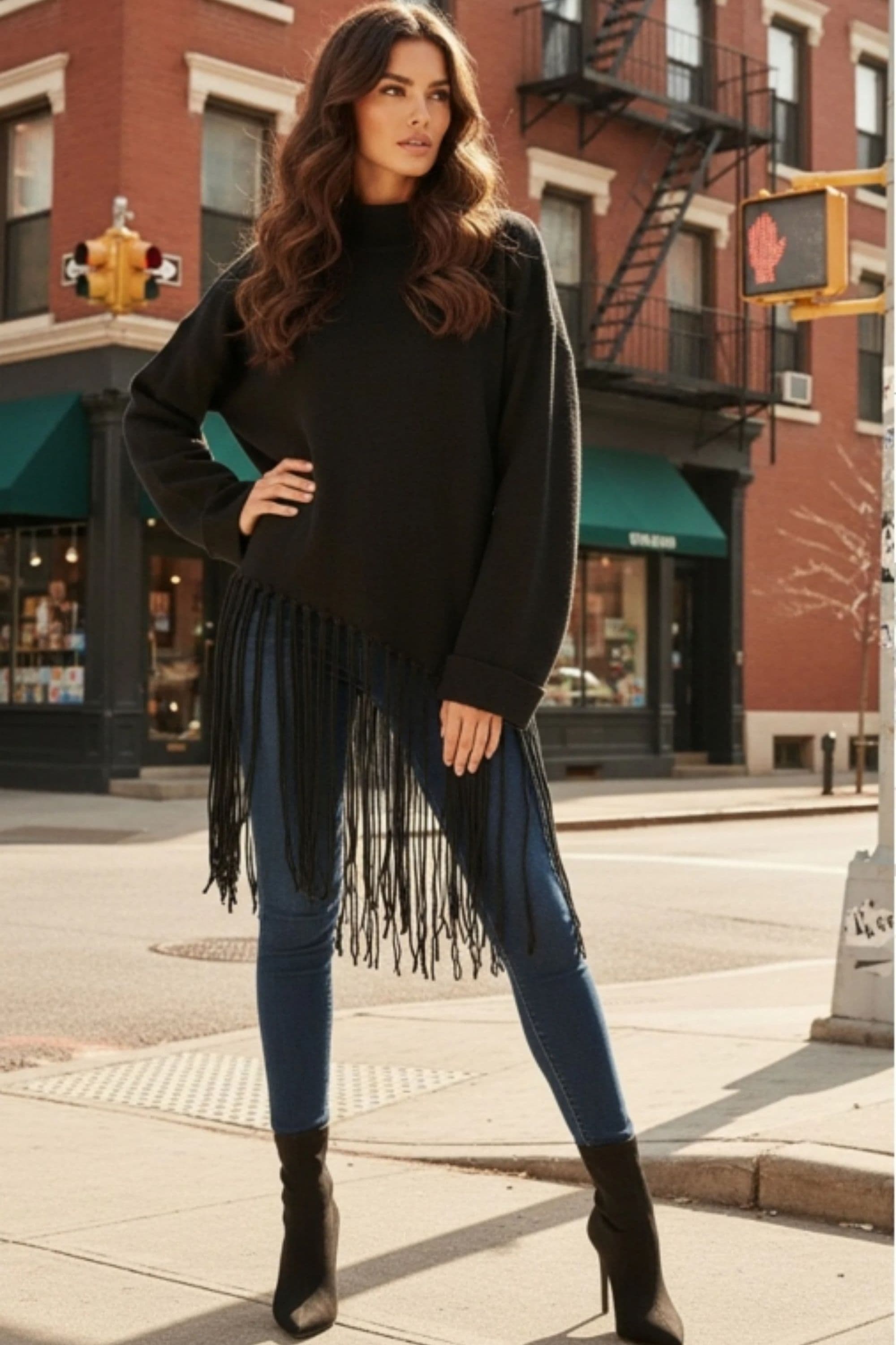 Soft Knit Jumper Statement Fringe Hem