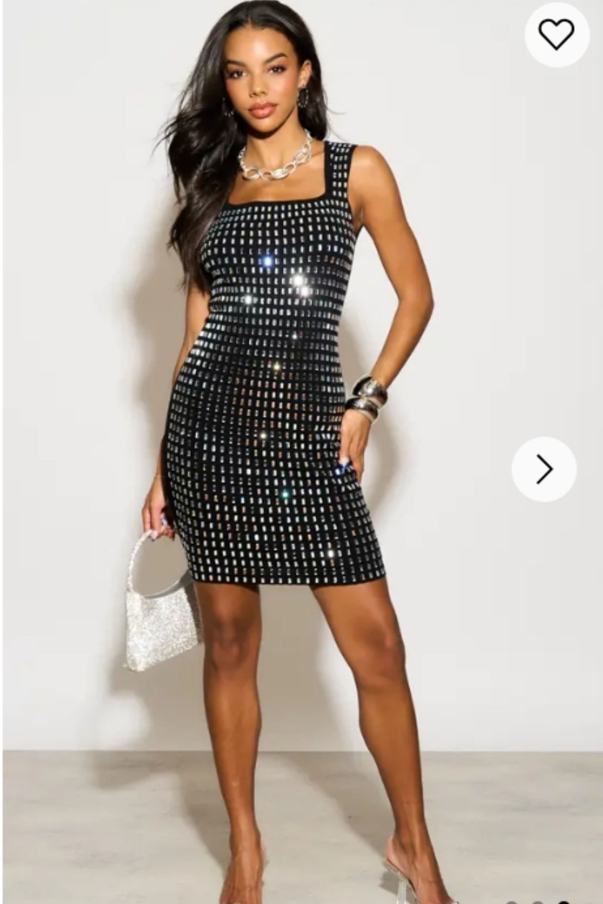 Diamond Shape Sequin Mini Dress S M