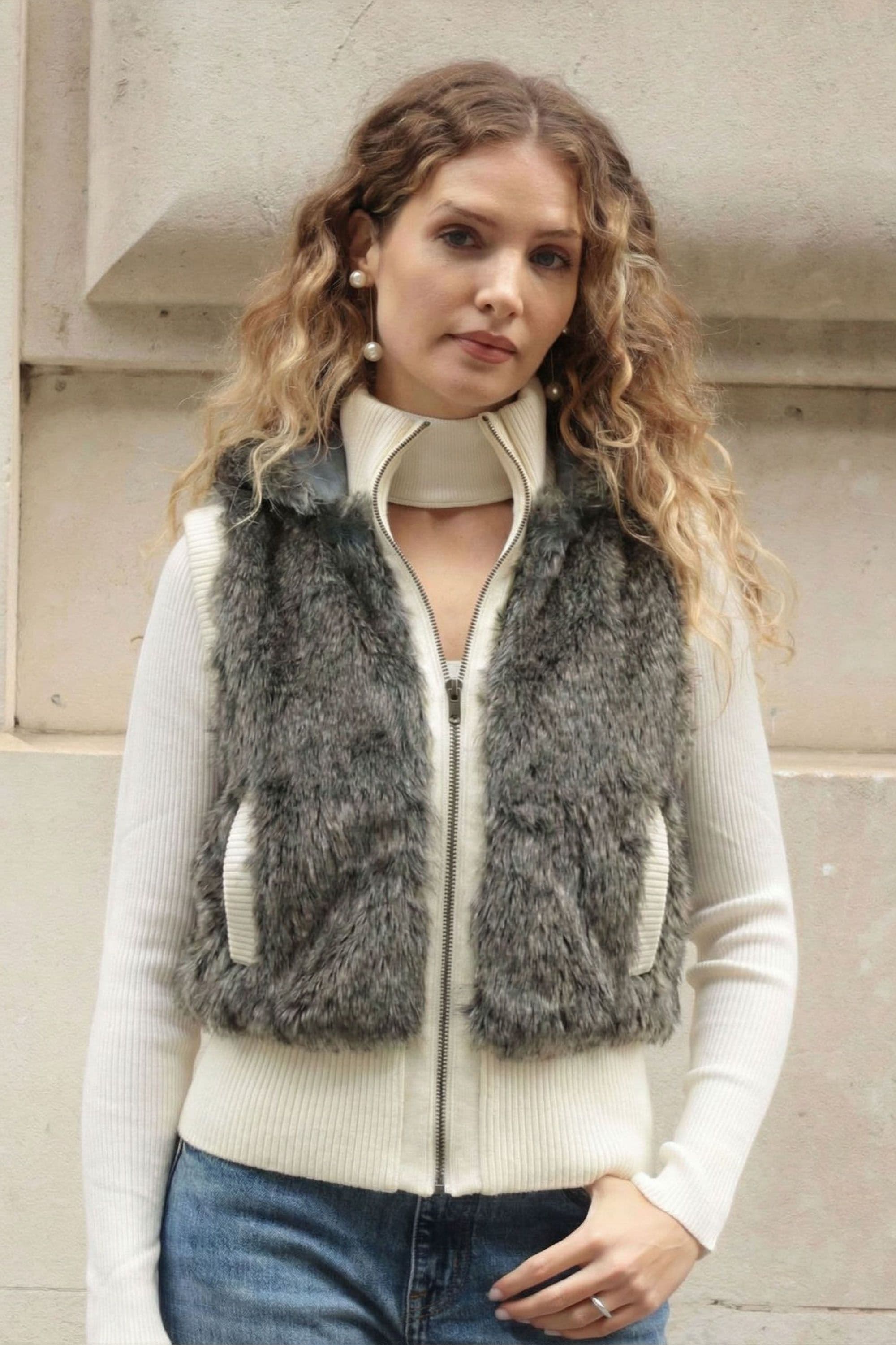 Faux Fur Gilet Hood