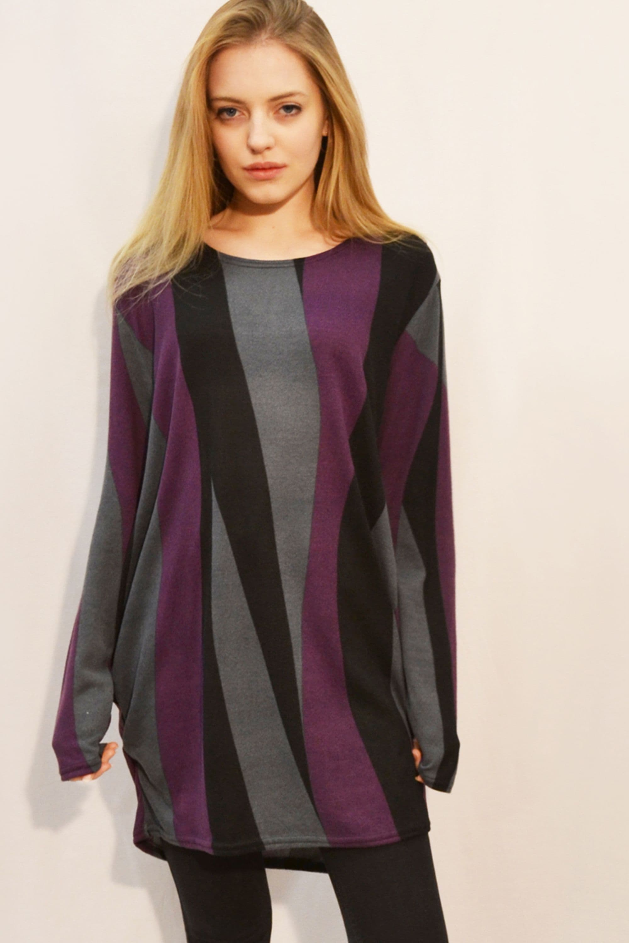 Oversized Knitted Top Stripe Print