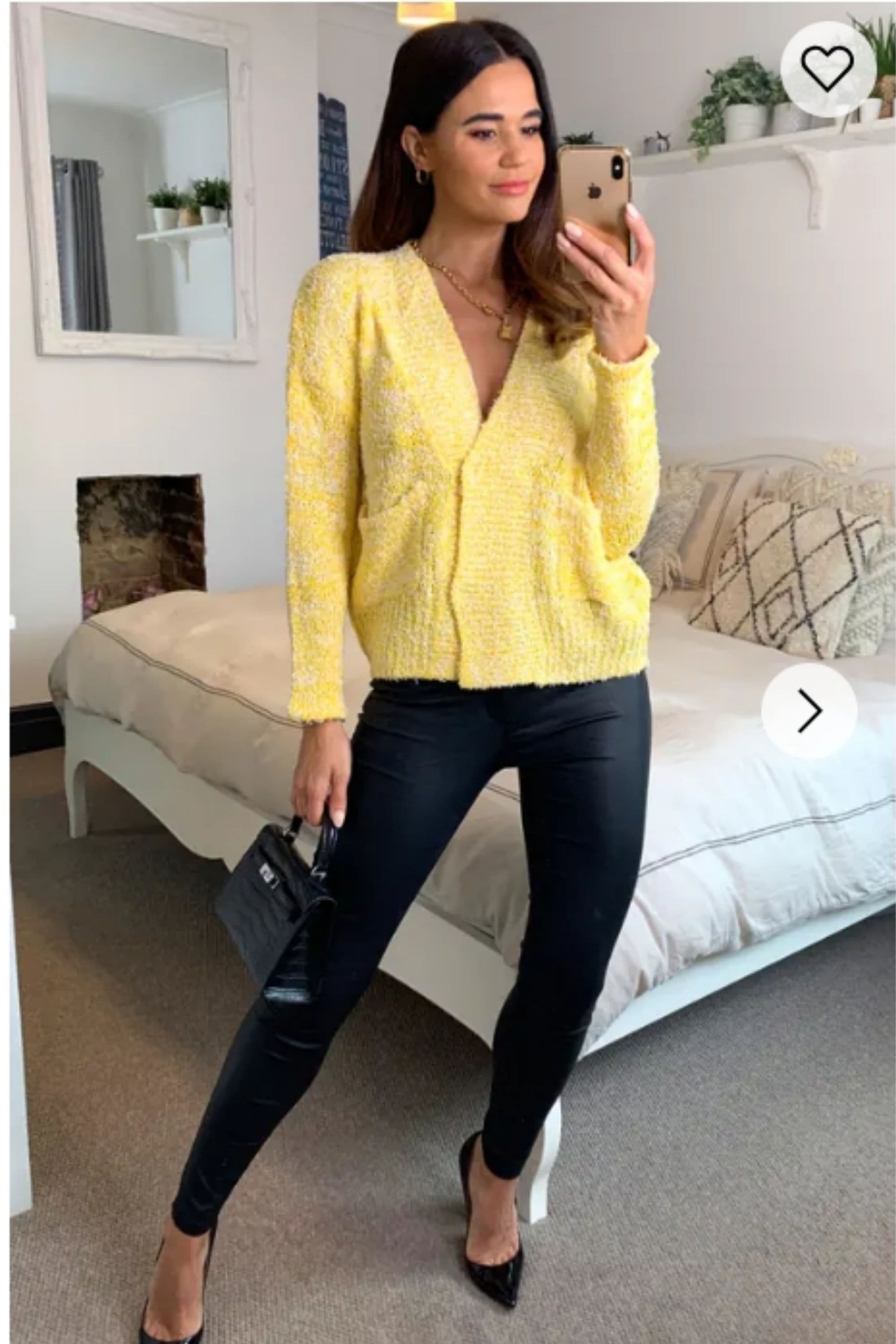 Fine Knit V Neck Cardigan Pockets
