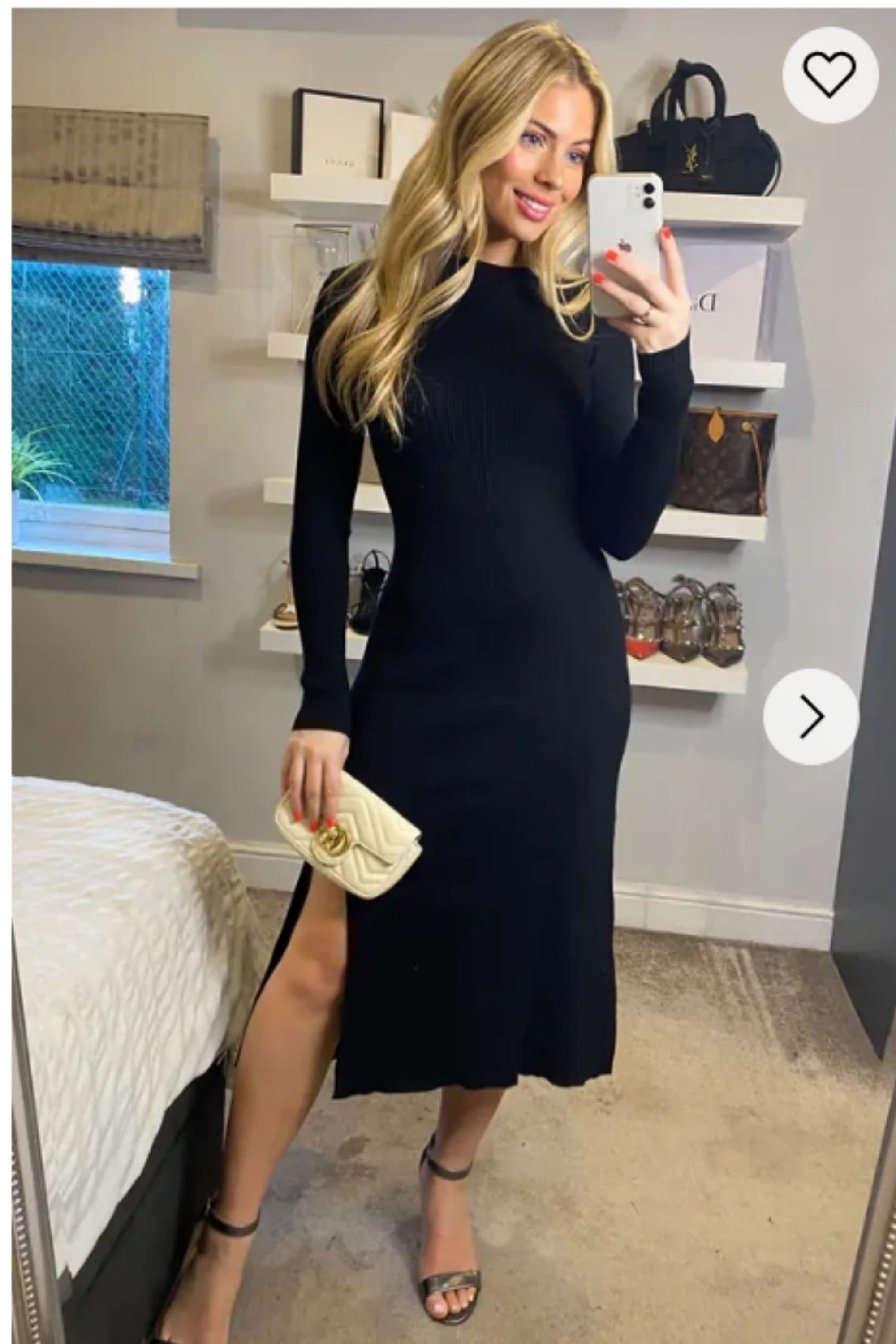 Knitted Midi Dress Side Open Design S M