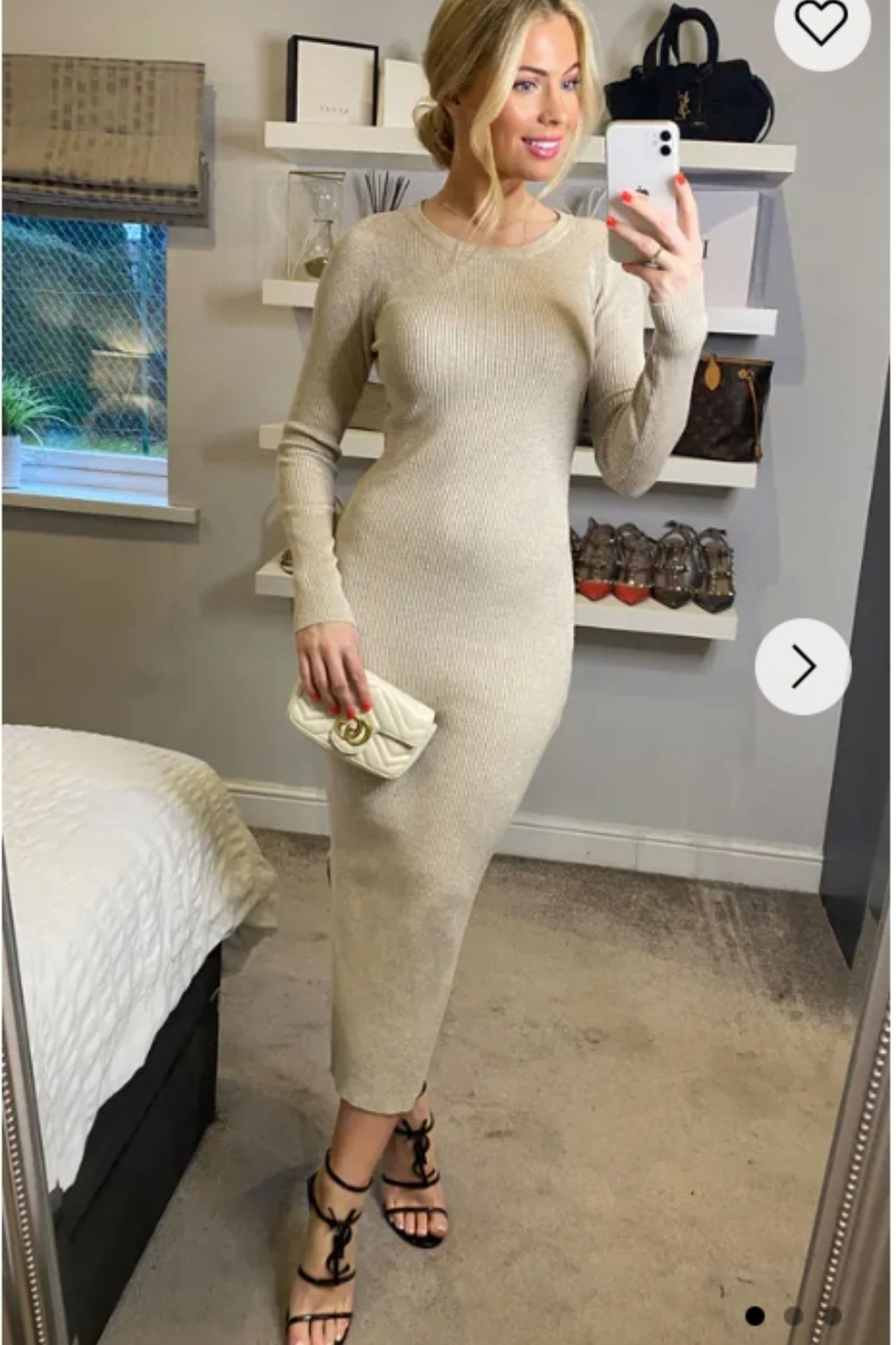 Long Sleeves Knit Bodycon Dress S M