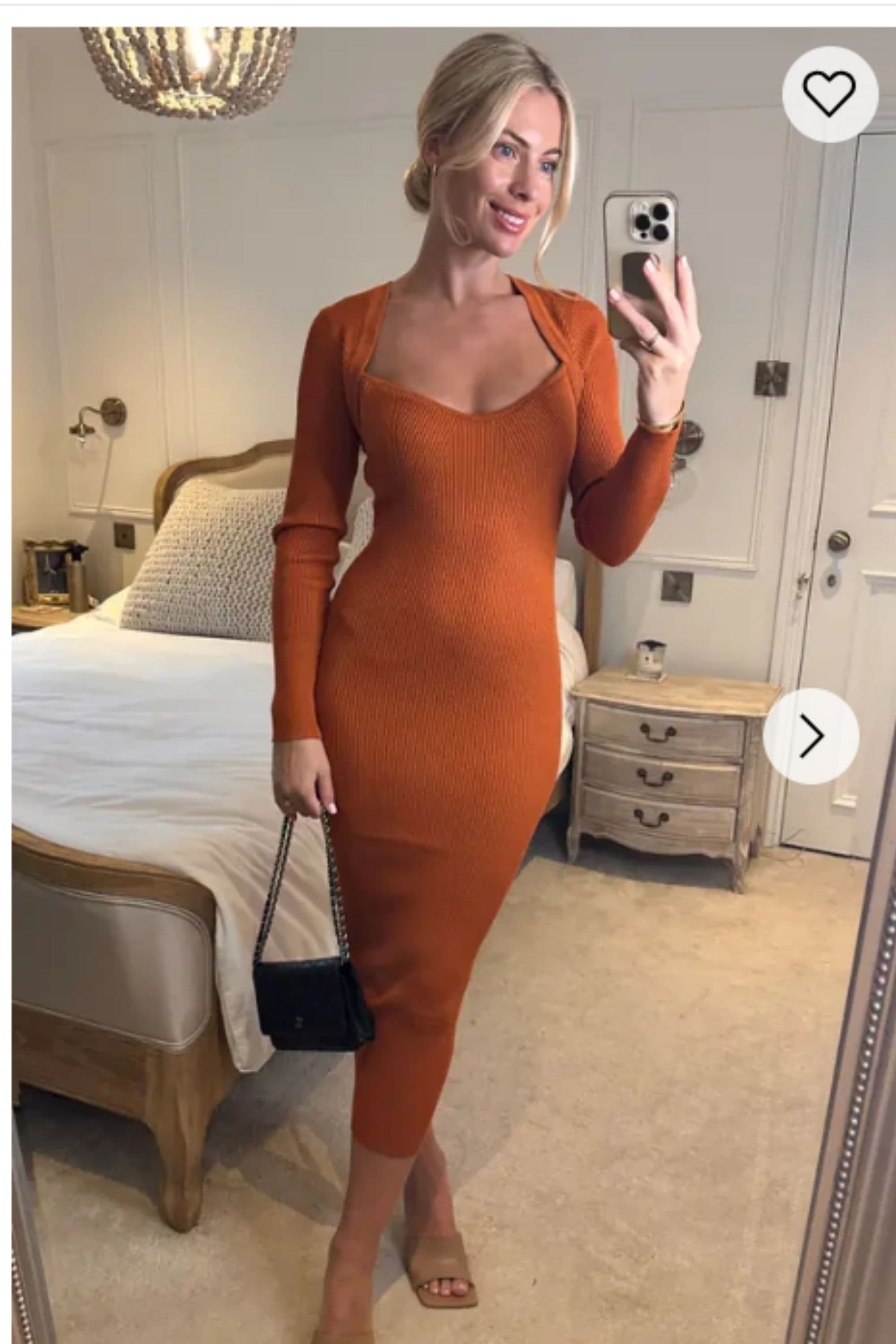 Ribbed Knitted Long Sleeve Bodycon Midi Dress