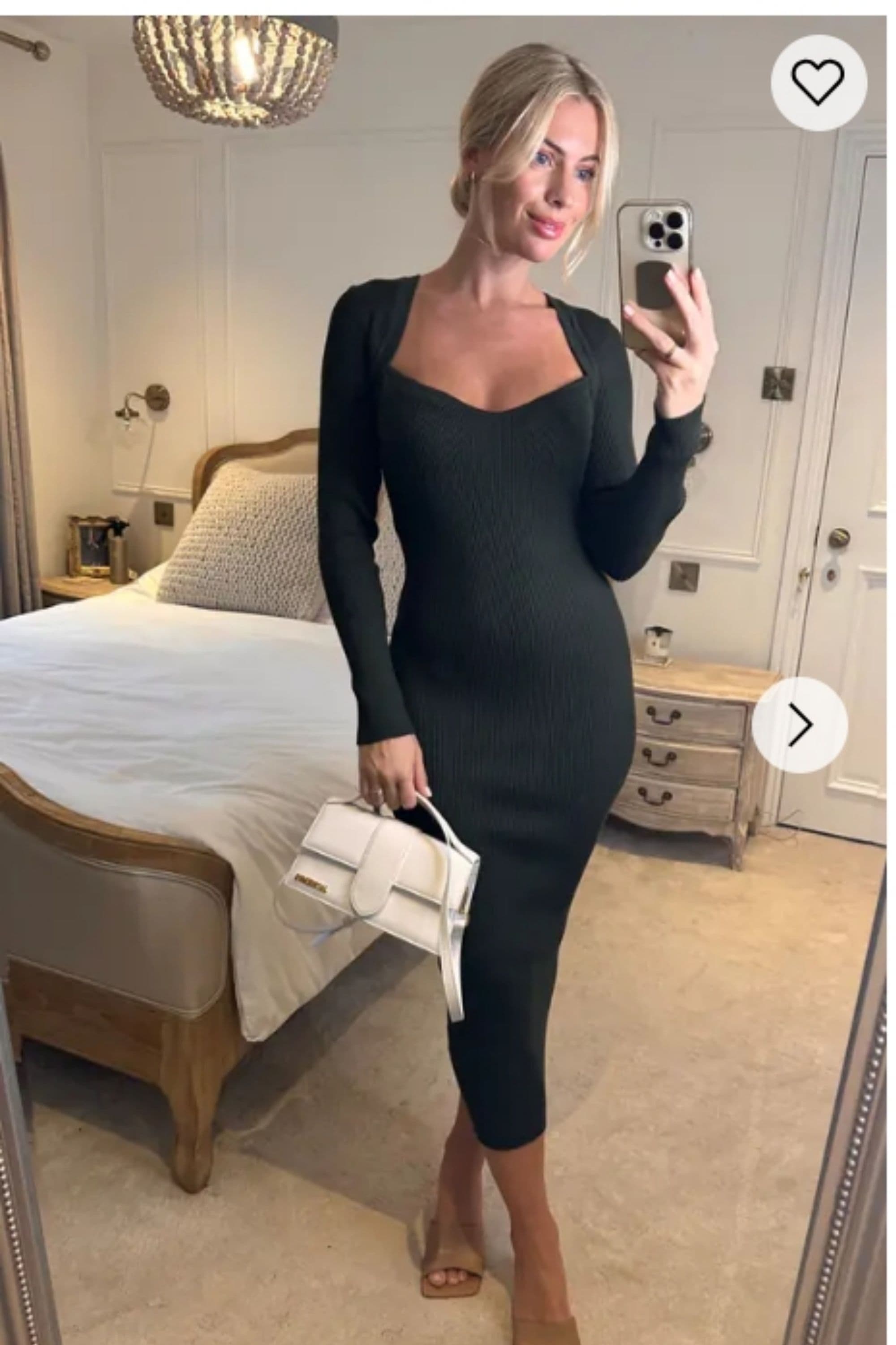 Ribbed Knitted Long Sleeve Bodycon Midi Dress