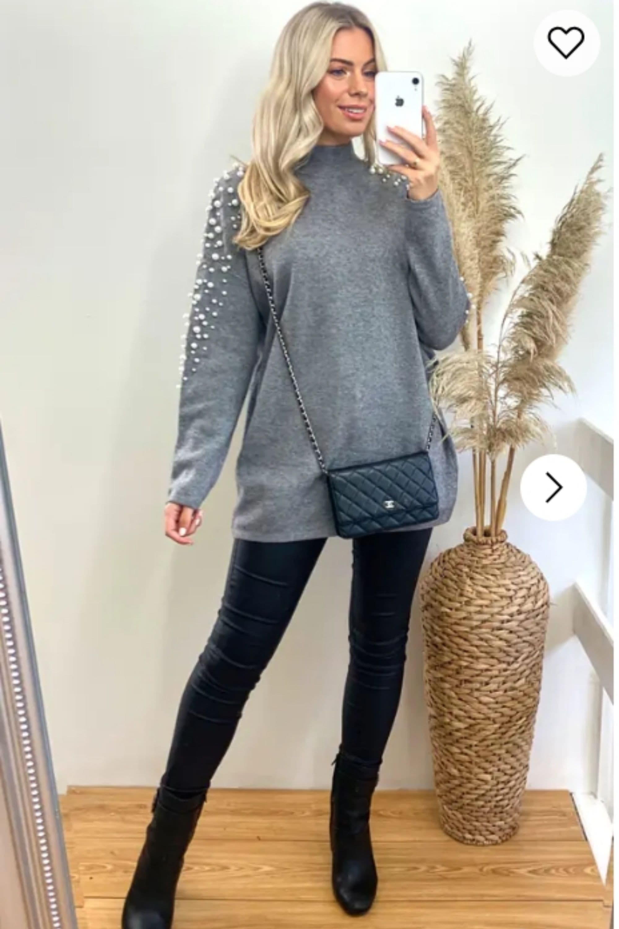 Oversized Jumper Pearl Embellishment