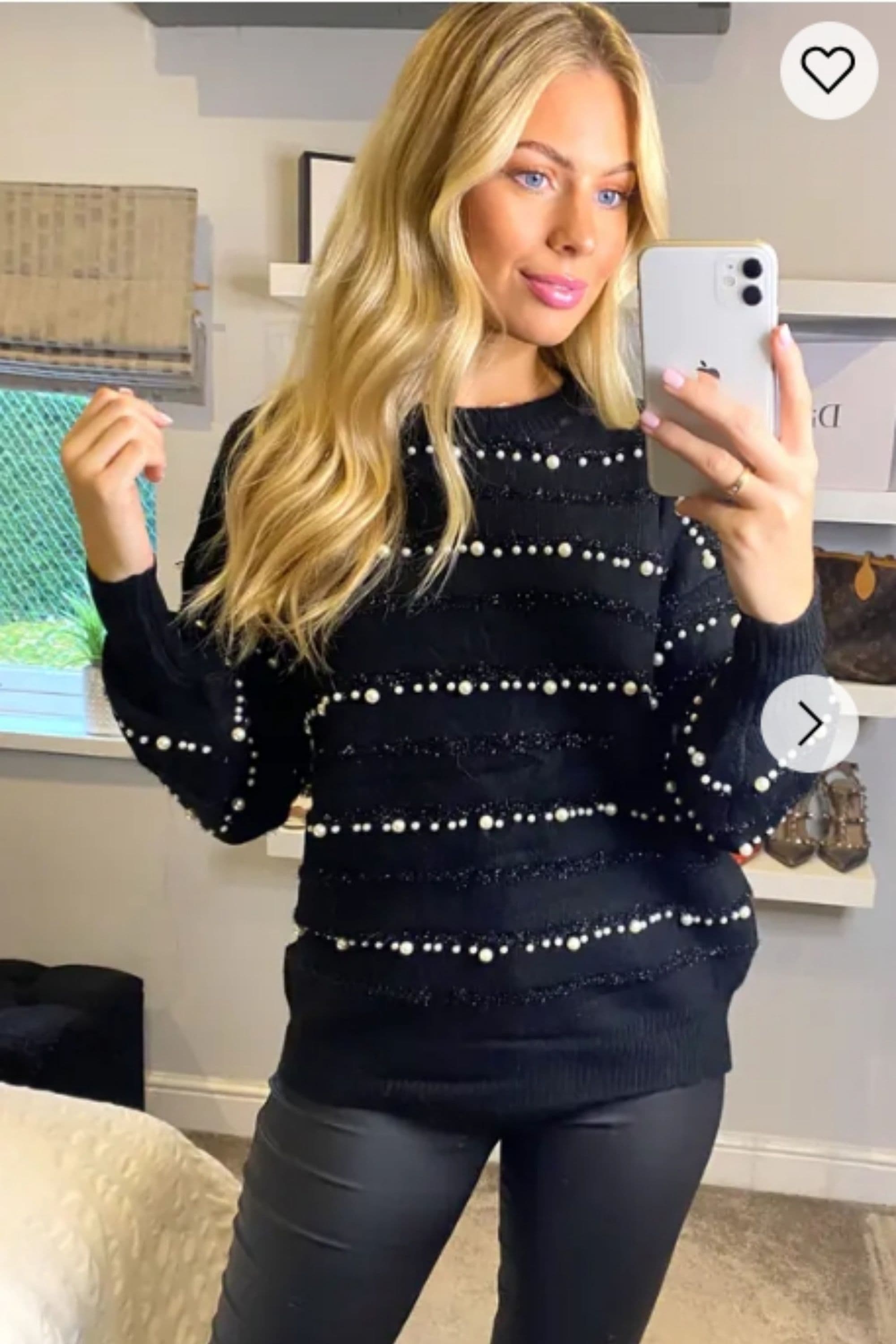 Soft Knit Jumper Fuax Pearl Design