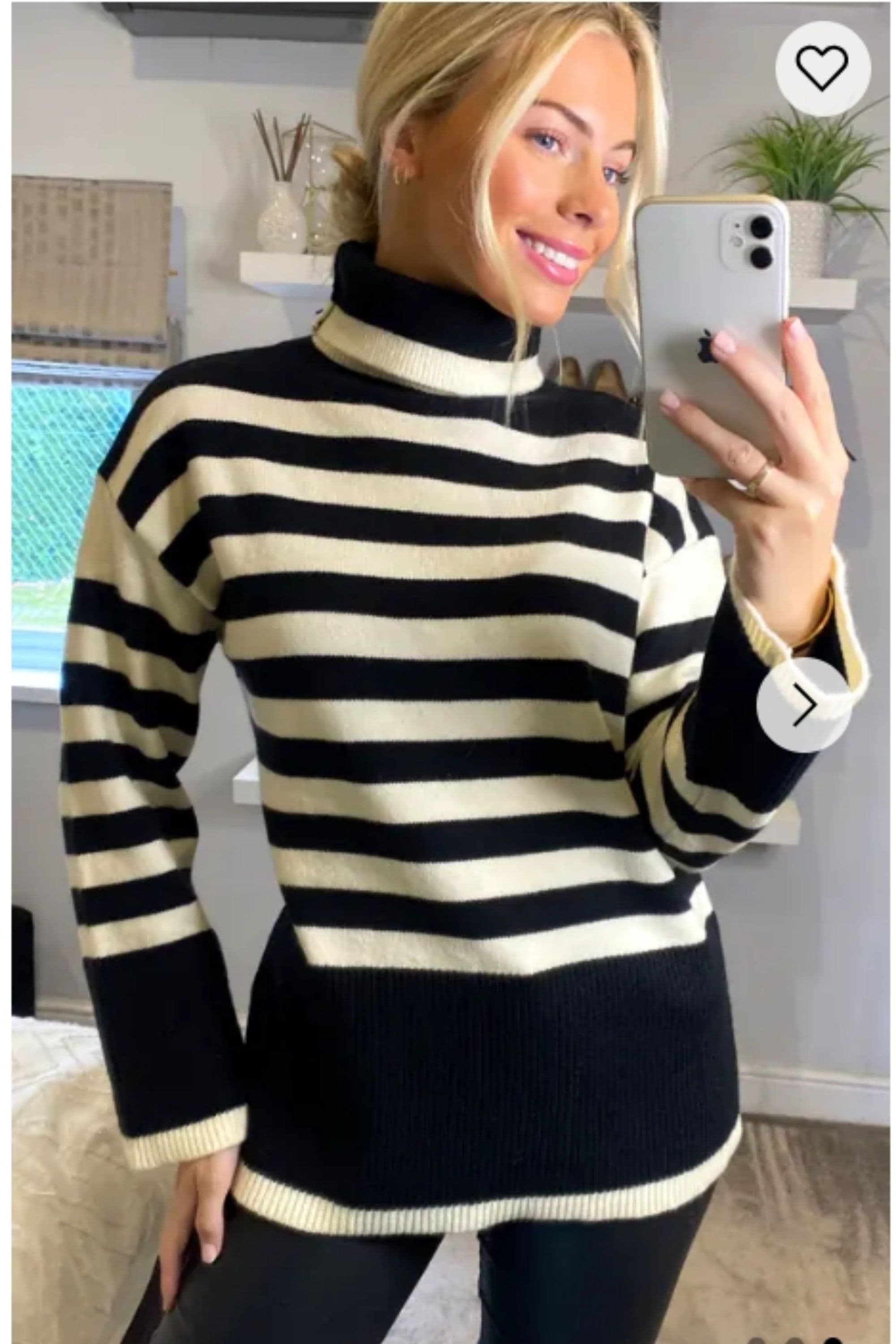 Soft Knit Striped Roll Neck Design Jumper