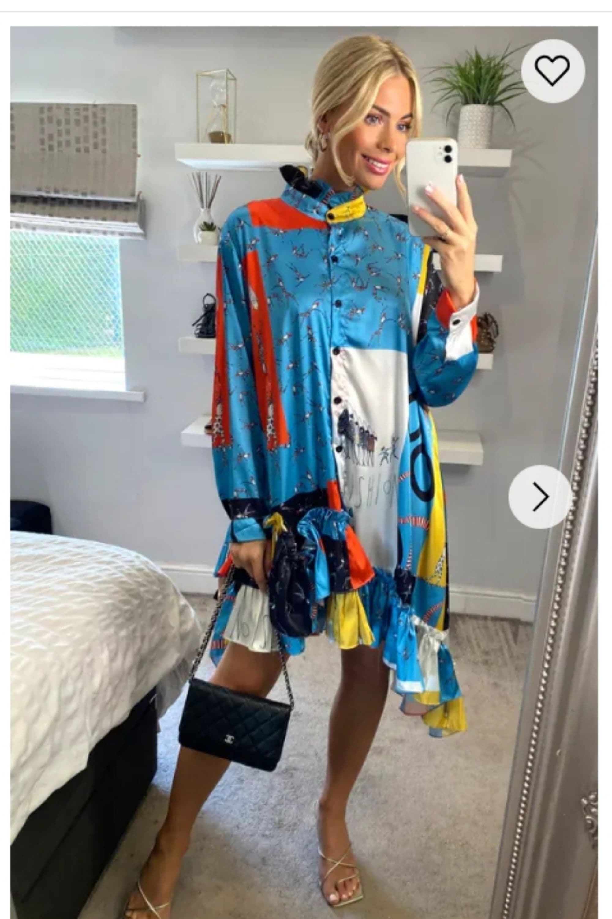 High Low Hem Shirt Dress Scarf Print