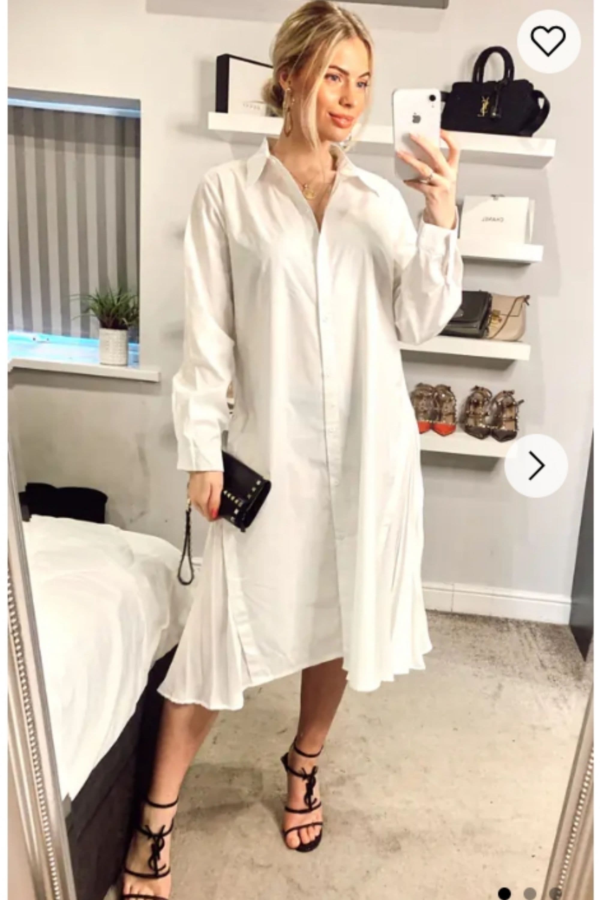 Cotton Shirt Dress Pleated Chiffon Side Design
