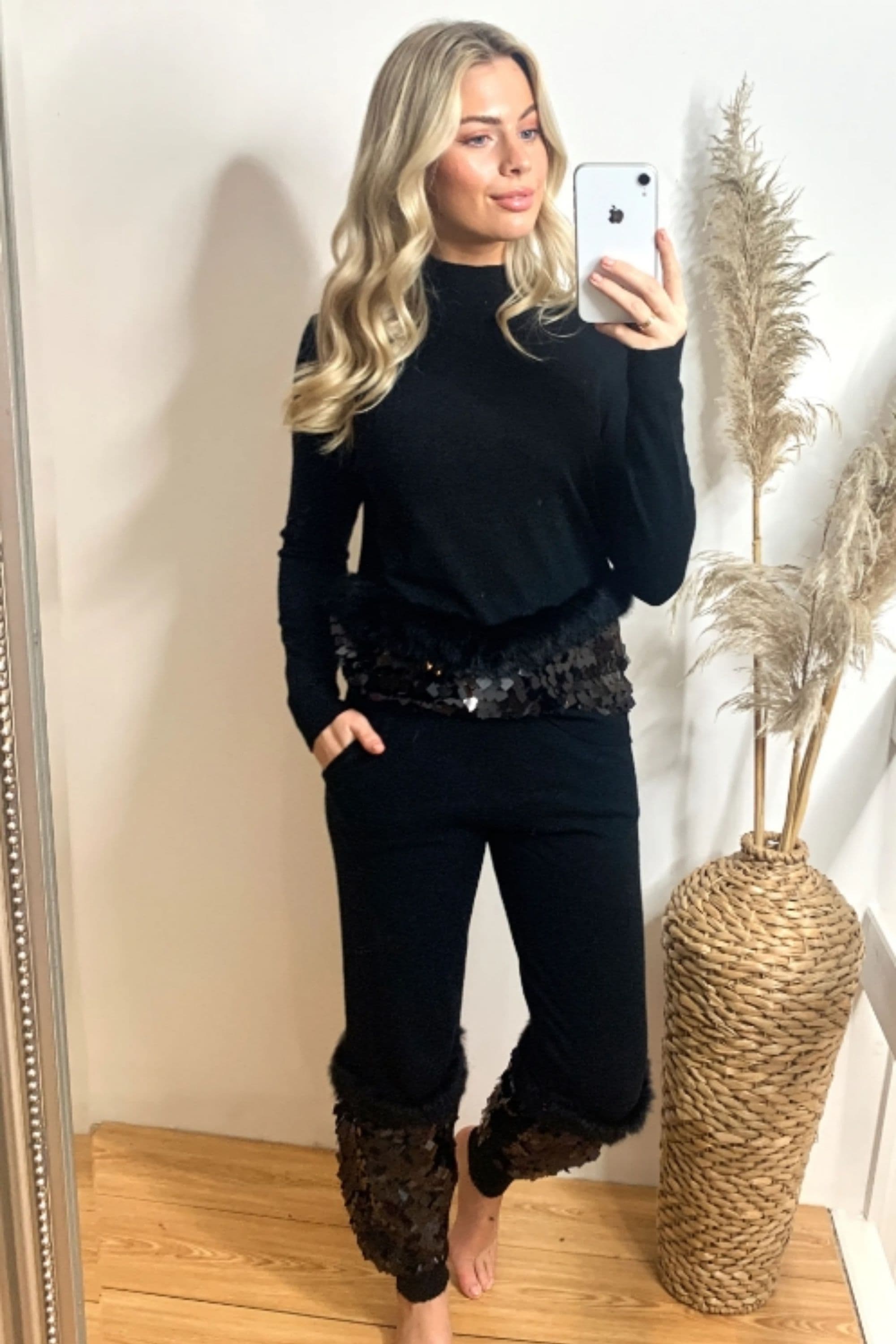 Sequin Loungewear Co Ord Knit Top & Trousers