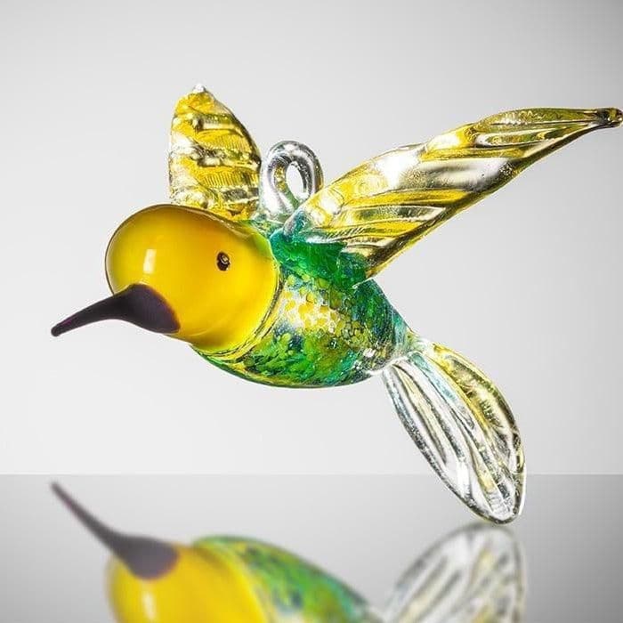 Large Hanging Bird Humming Bird Yellow &