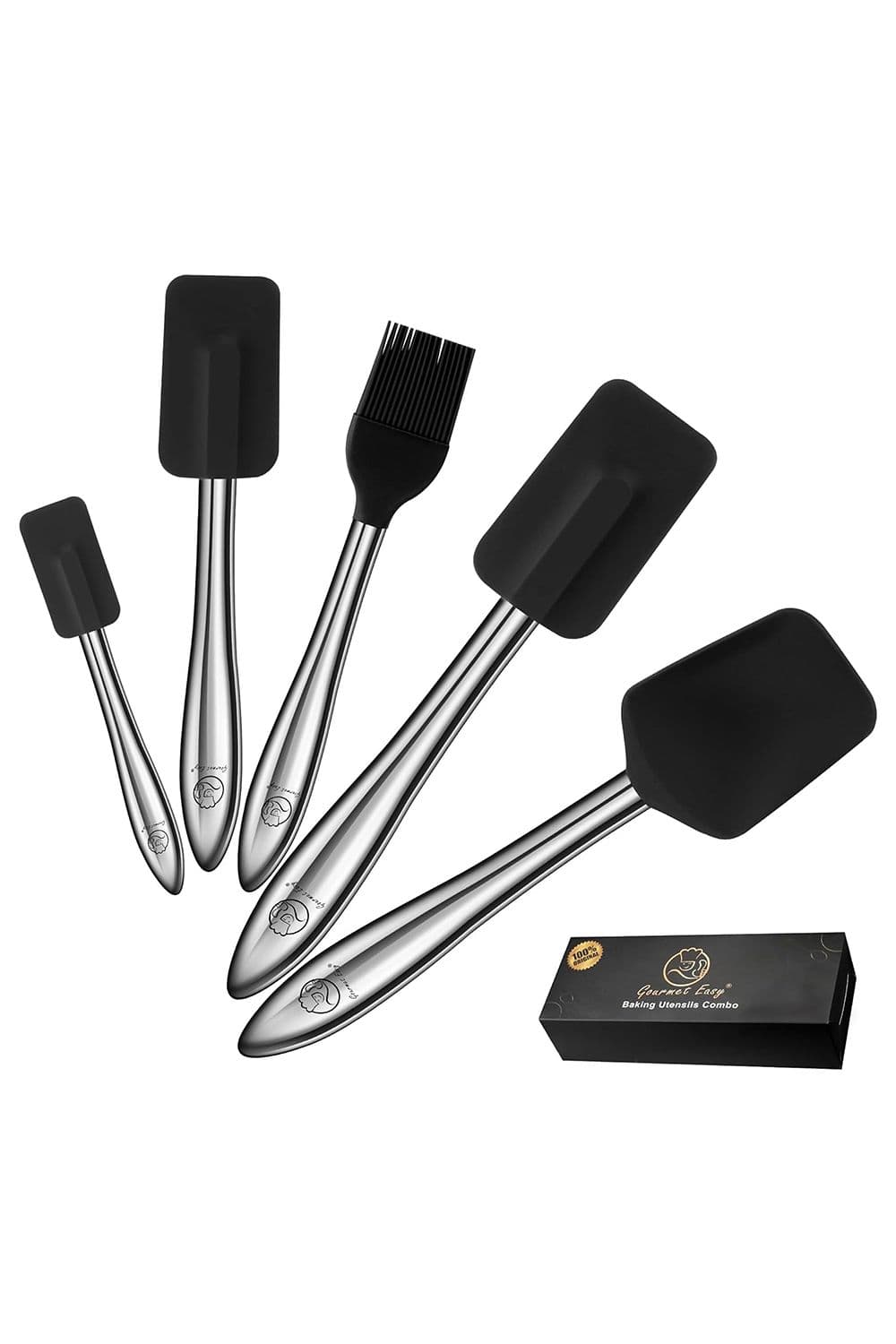 5 Piece Silicone Spatula Set Stainless Steel Handle