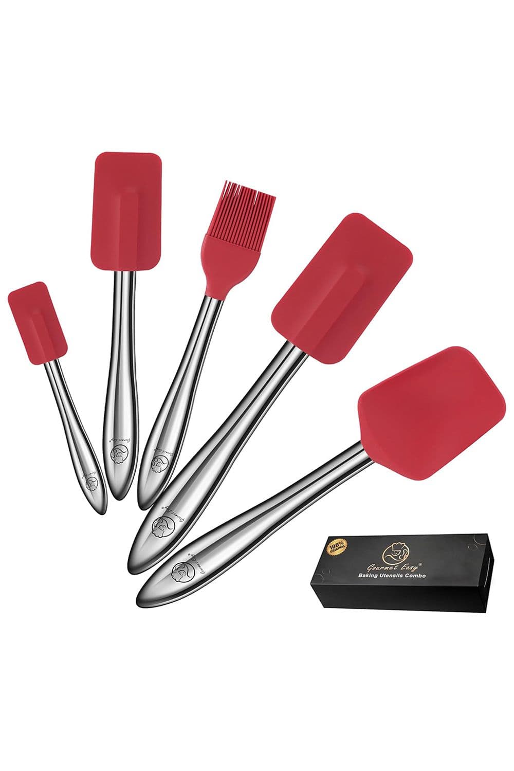 5 Piece Silicone Spatula Set Stainless Steel Handle