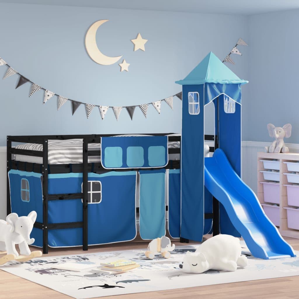 Loft Bed Tower 90x200 cm Solid Wood Pine