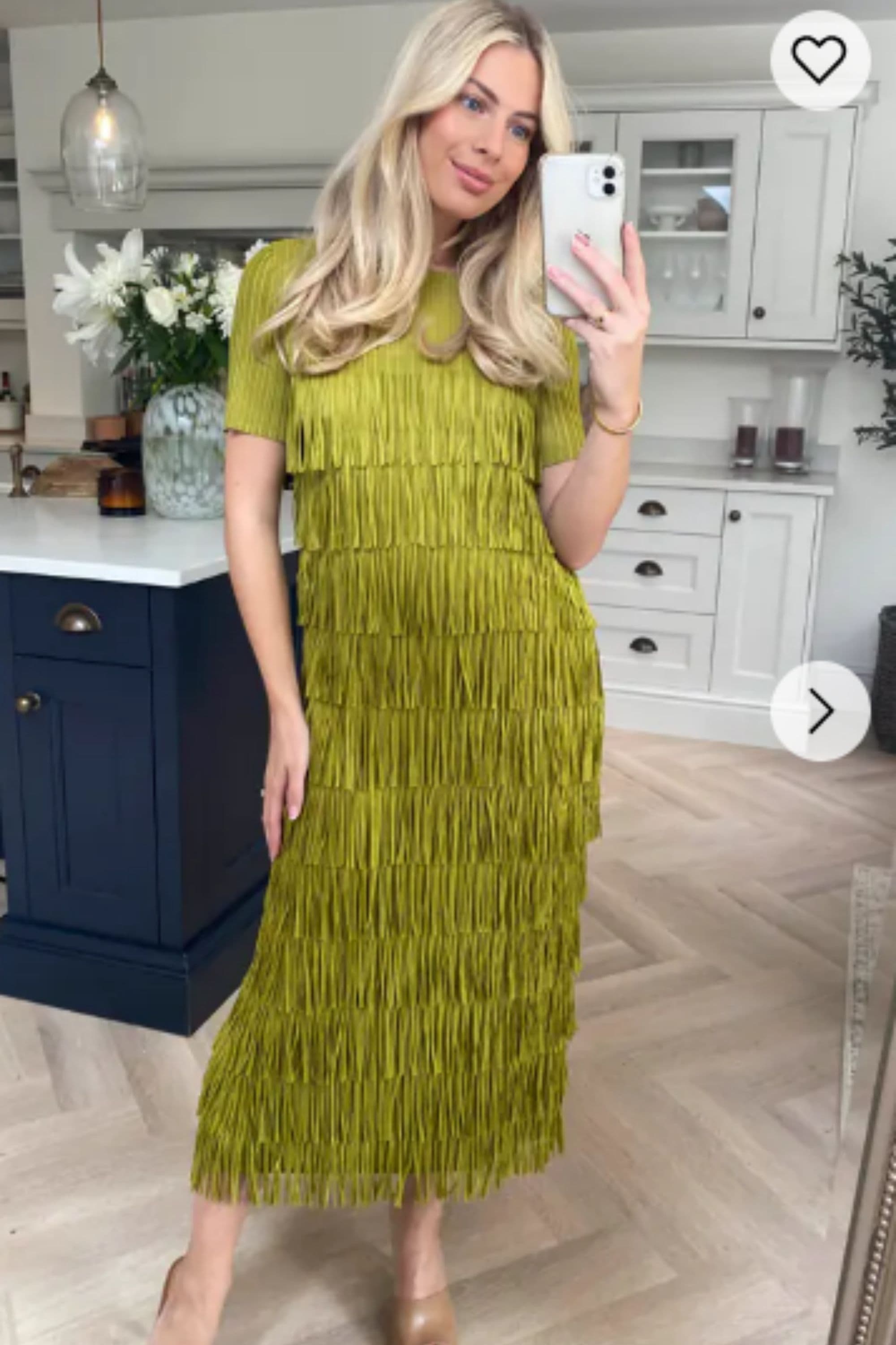 Pleated Midi Dress Multi Layer Fringed Tassel Design