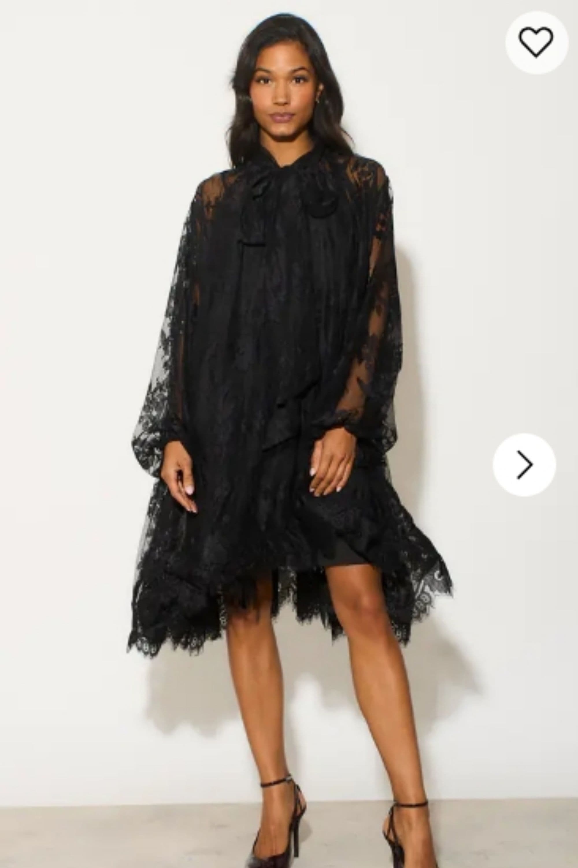 Stand Collar Shift Dress Heavily Gathered Tiered Mesh Frills Shirt Hem Design