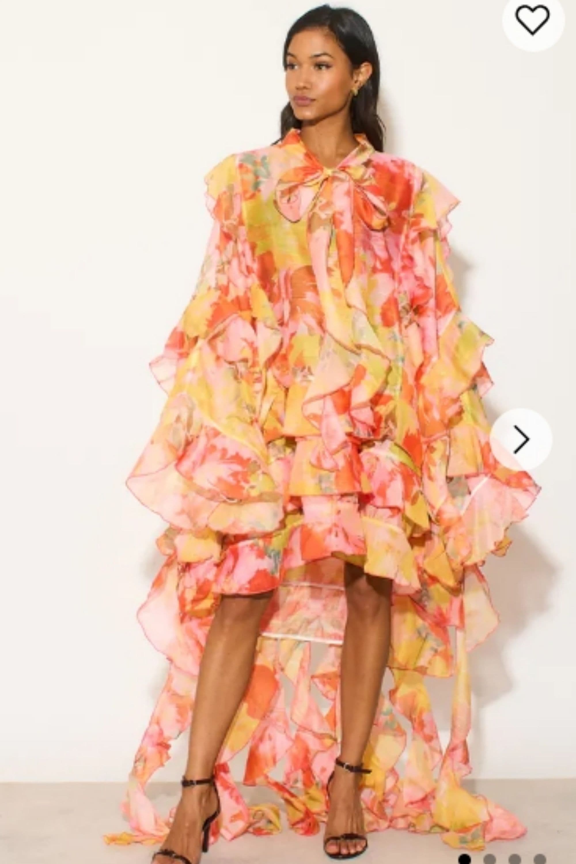 Heavy Tiered Ruffle Oversized Dress Floral Print