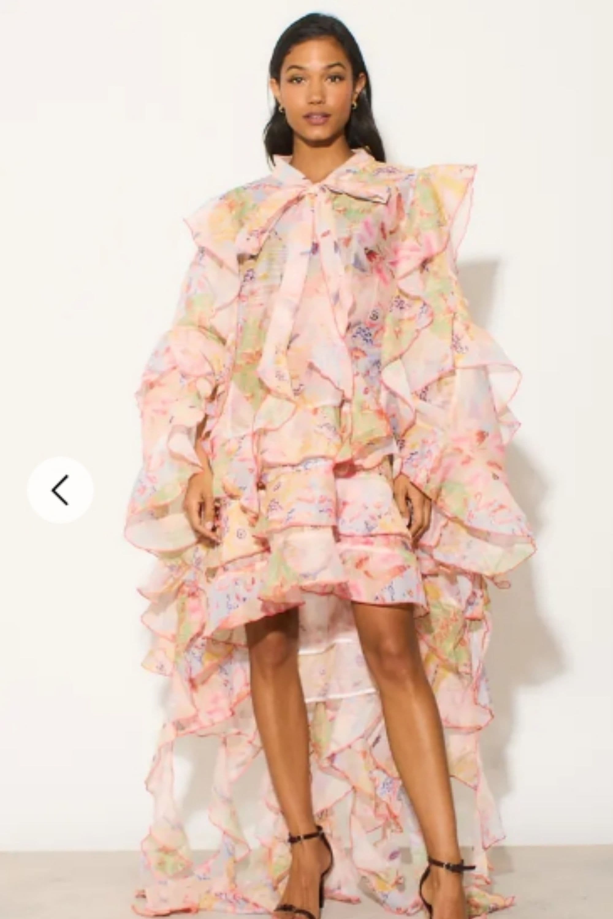 Heavy Tiered Ruffle Oversized Dress Floral Print