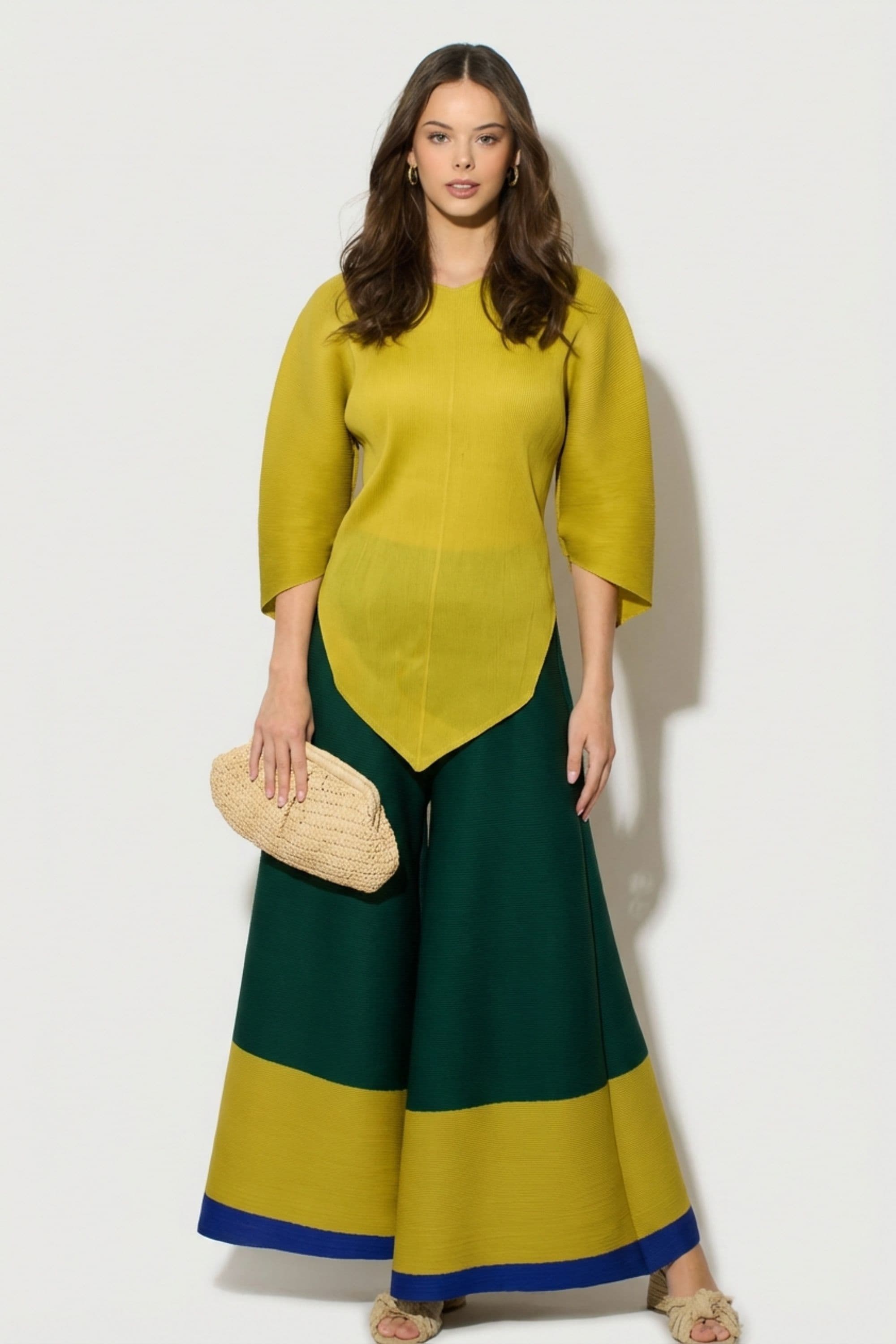 Full Pleated Long Sleeves Top & Trousers