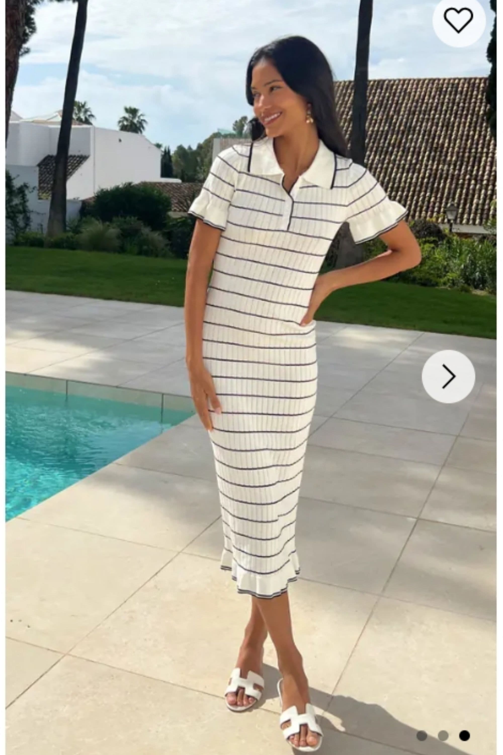 Knitted maxi dress polo neck Short Sleeves