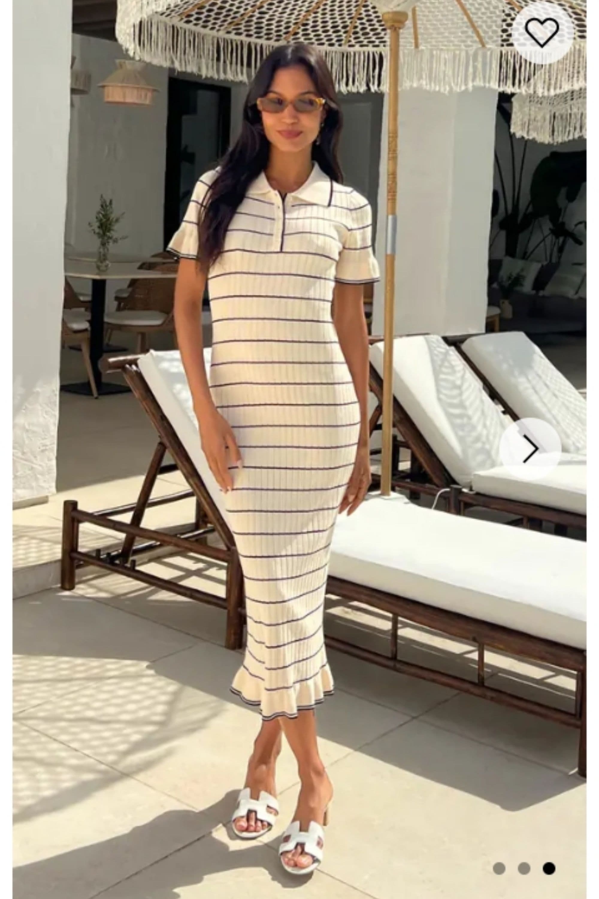Knitted maxi dress polo neck Short Sleeves S M