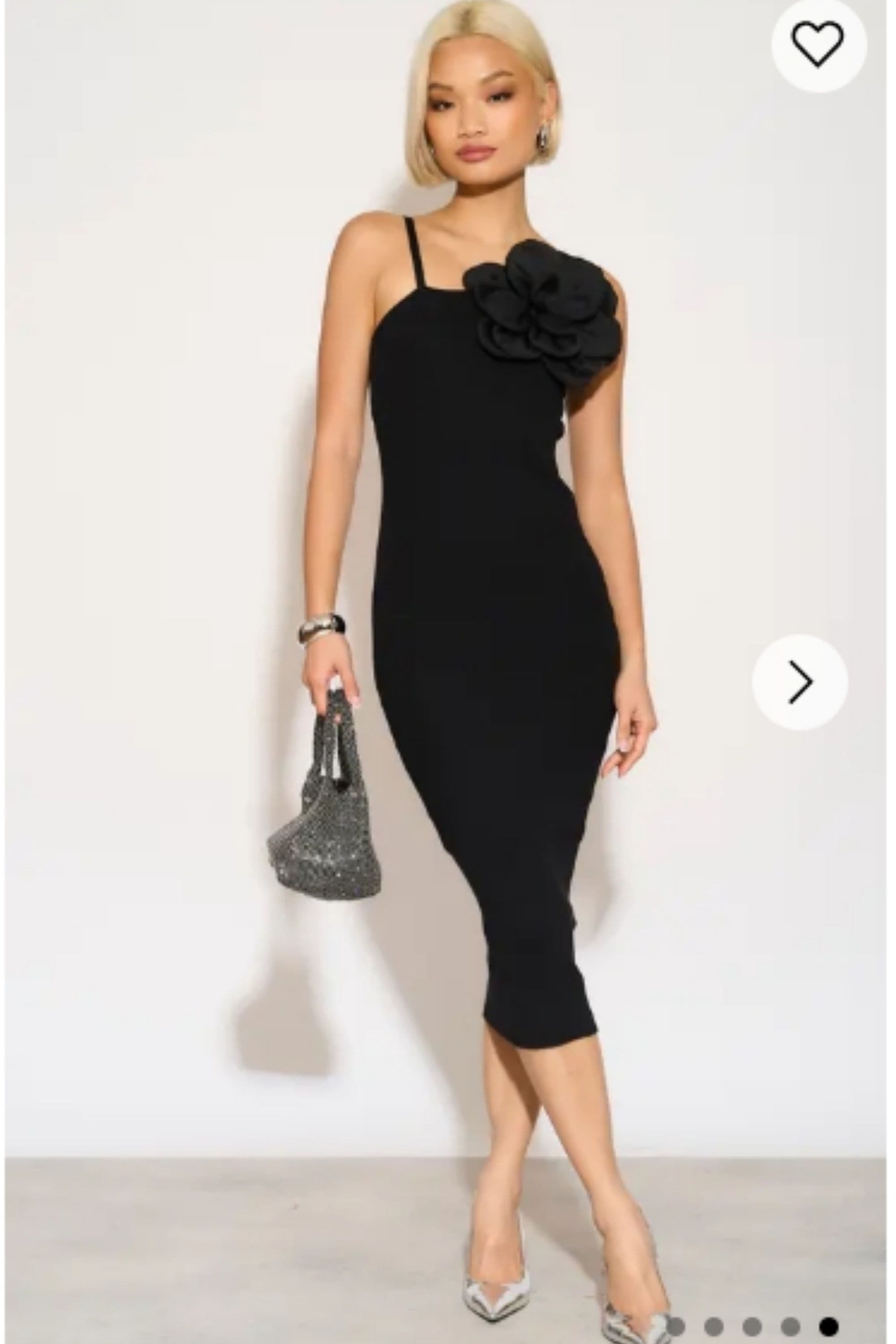 Knitted stretch cotton Bodycon midi dress Camellias Brooches