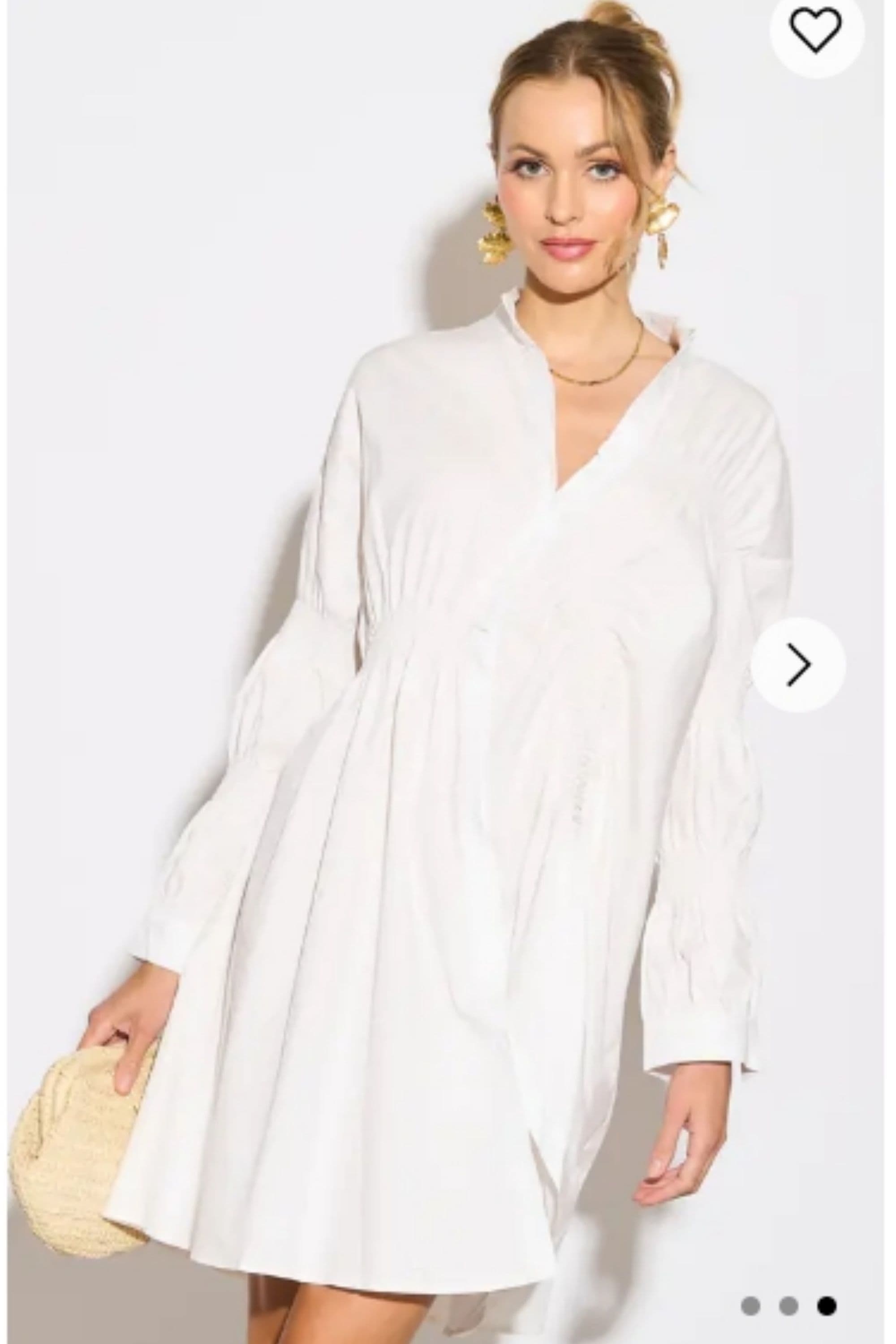 Asymmetry Elasticated design cotton blend shirt dress