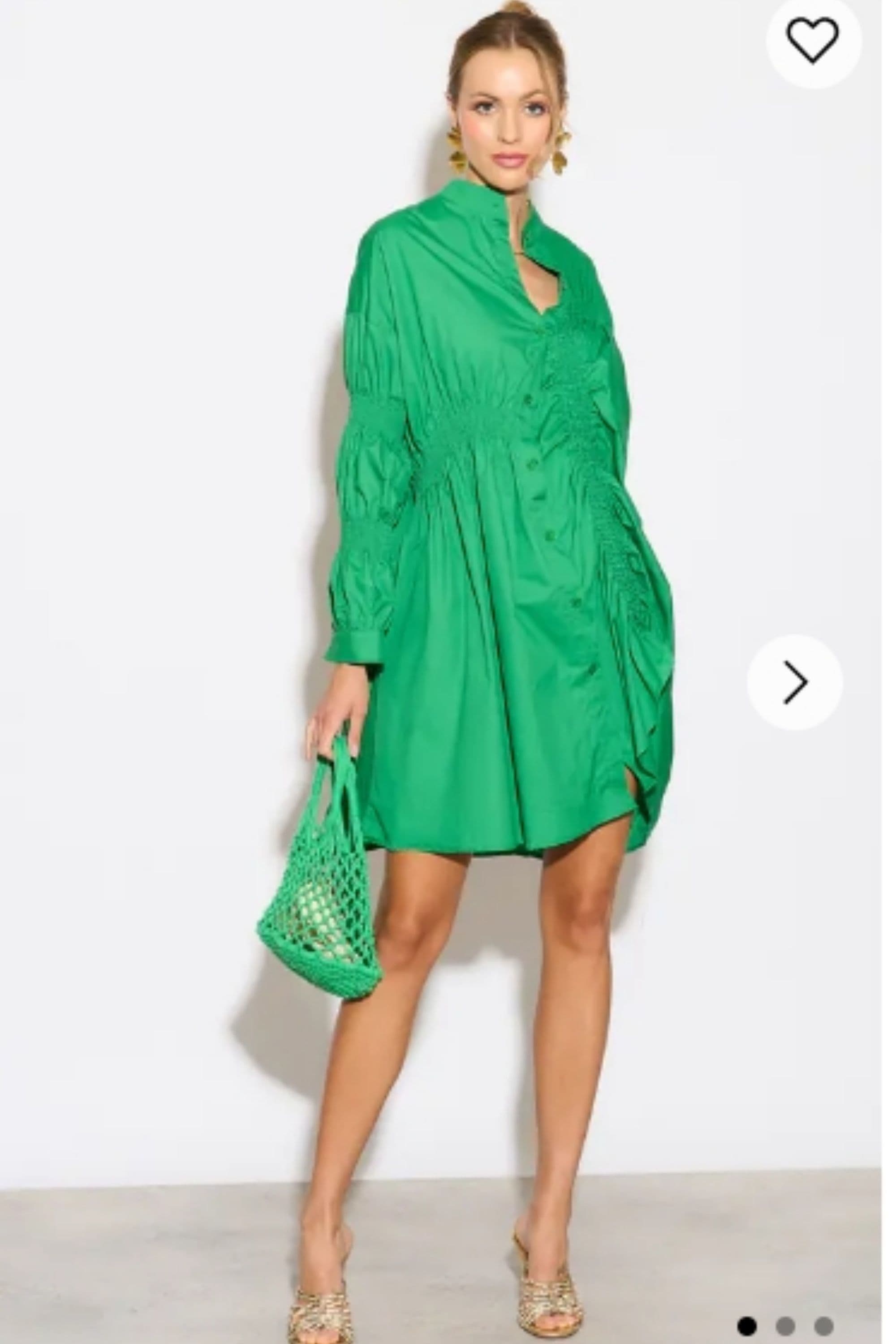 Asymmetry Elasticated design cotton blend shirt dress