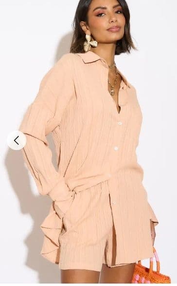 Cotton Blend Duben Shirt & Shorts Relaxed Fit Co Ords Suits Pink S M