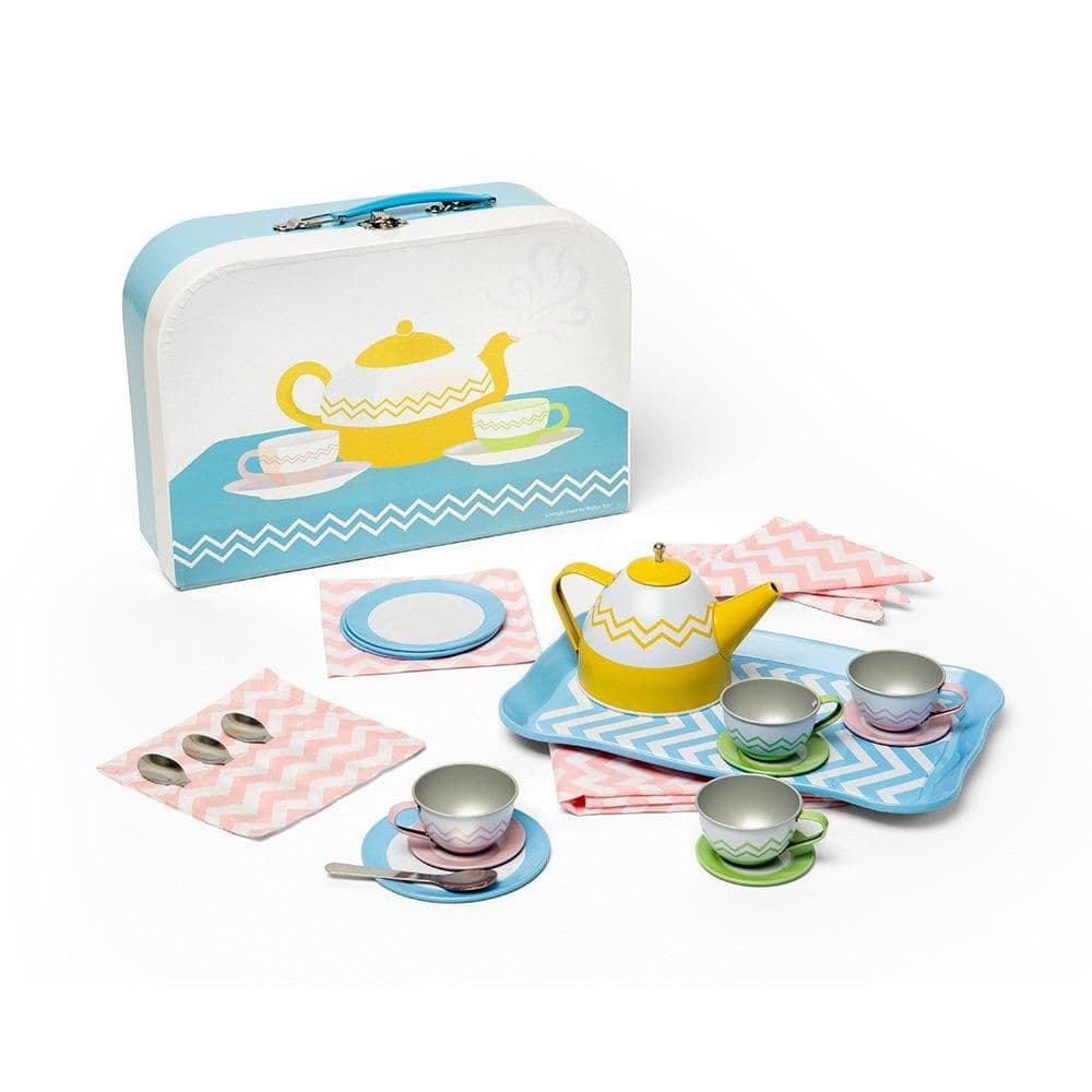 Tin Tea Set With Carry Case